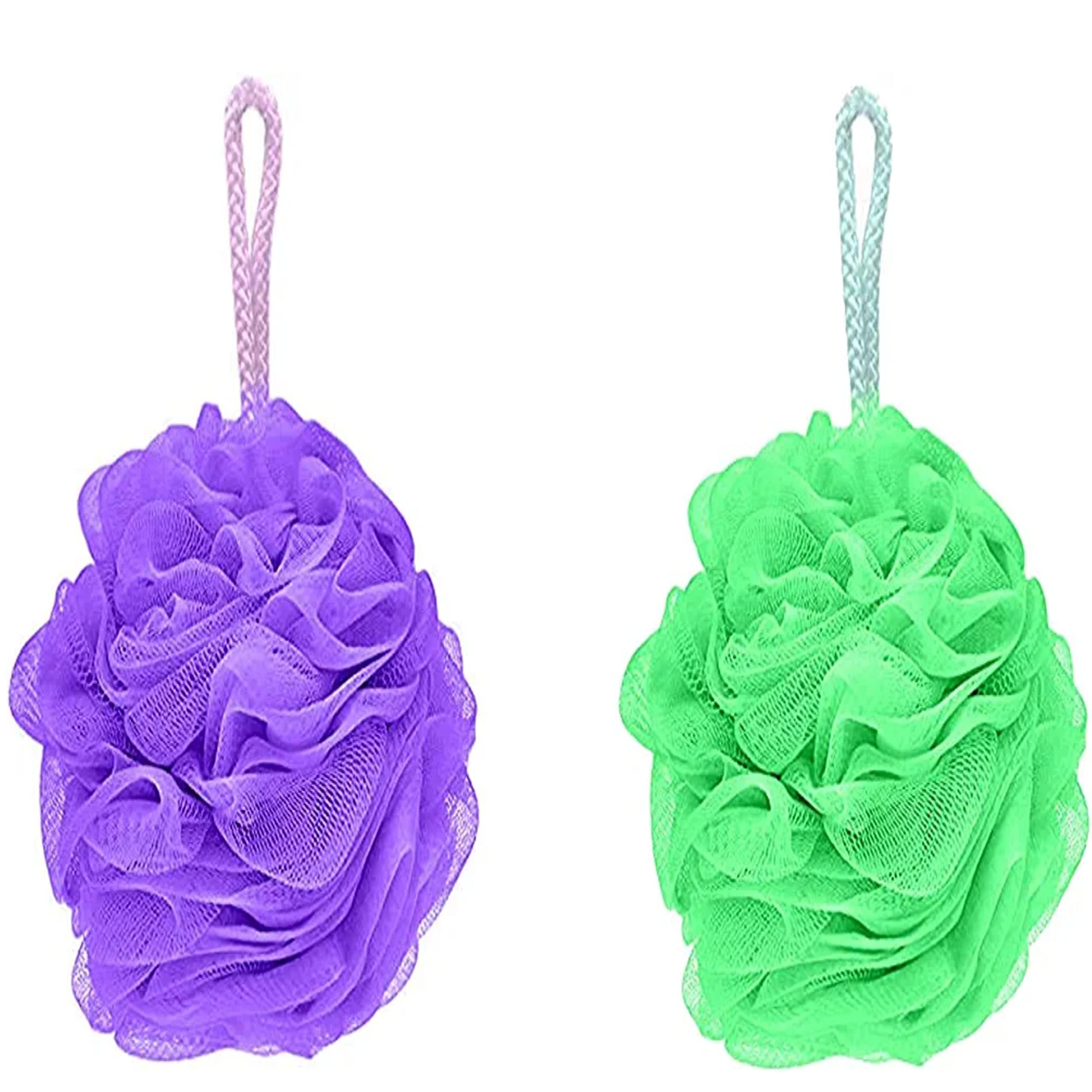 Premium Soft Fluffy Round Bath Sponge & Body Scrubber Brush - 2-Pack Multicolor Set for Men & Women - Exfoliating Shower Puff for Back & Skin Care - Perfect for Daily Bathing & Spa Relaxation