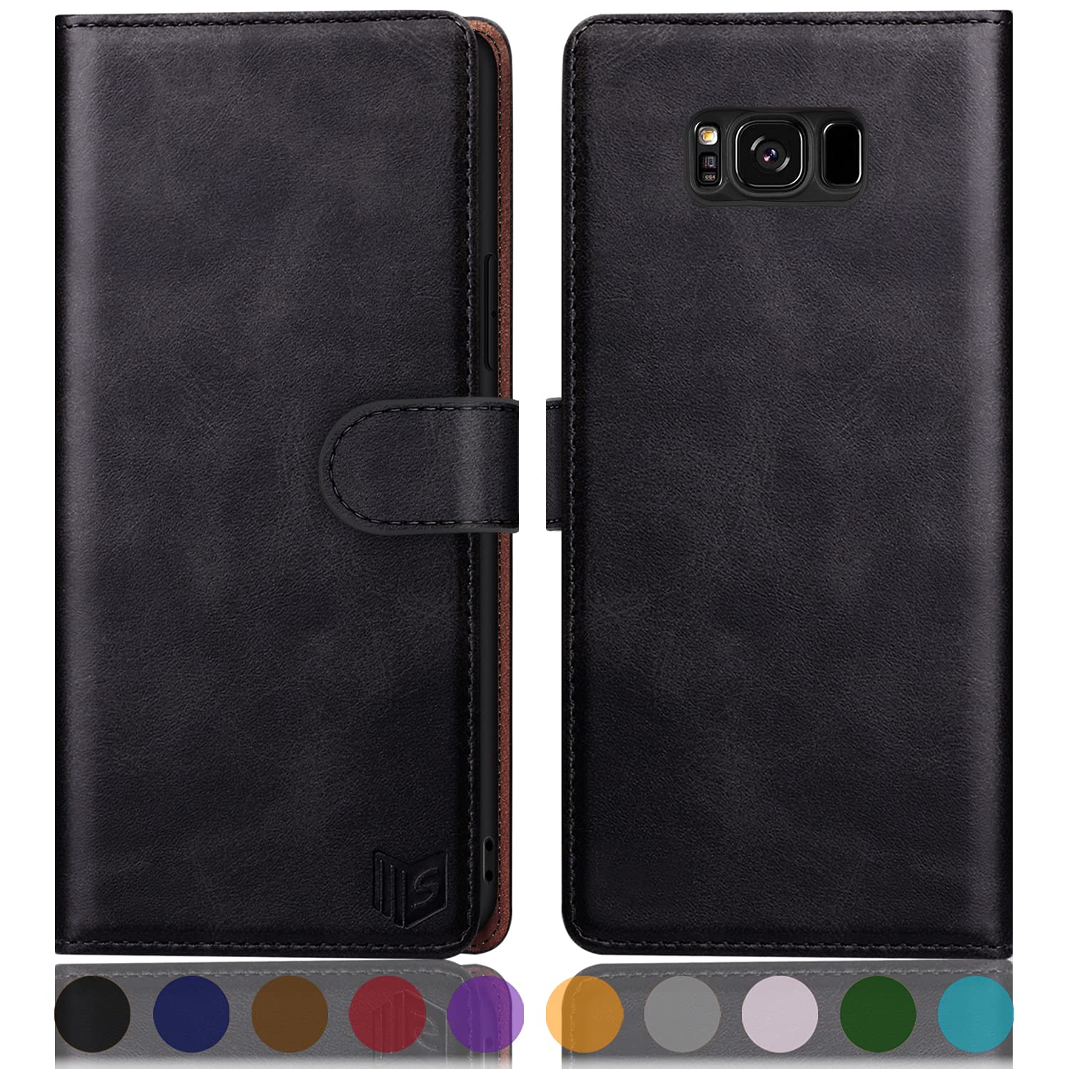 Samsung Galaxy S8 Wallet Case with RFID Blocking - Leather Flip Cover for Credit Cards | Shockproof Protection for Men & Women