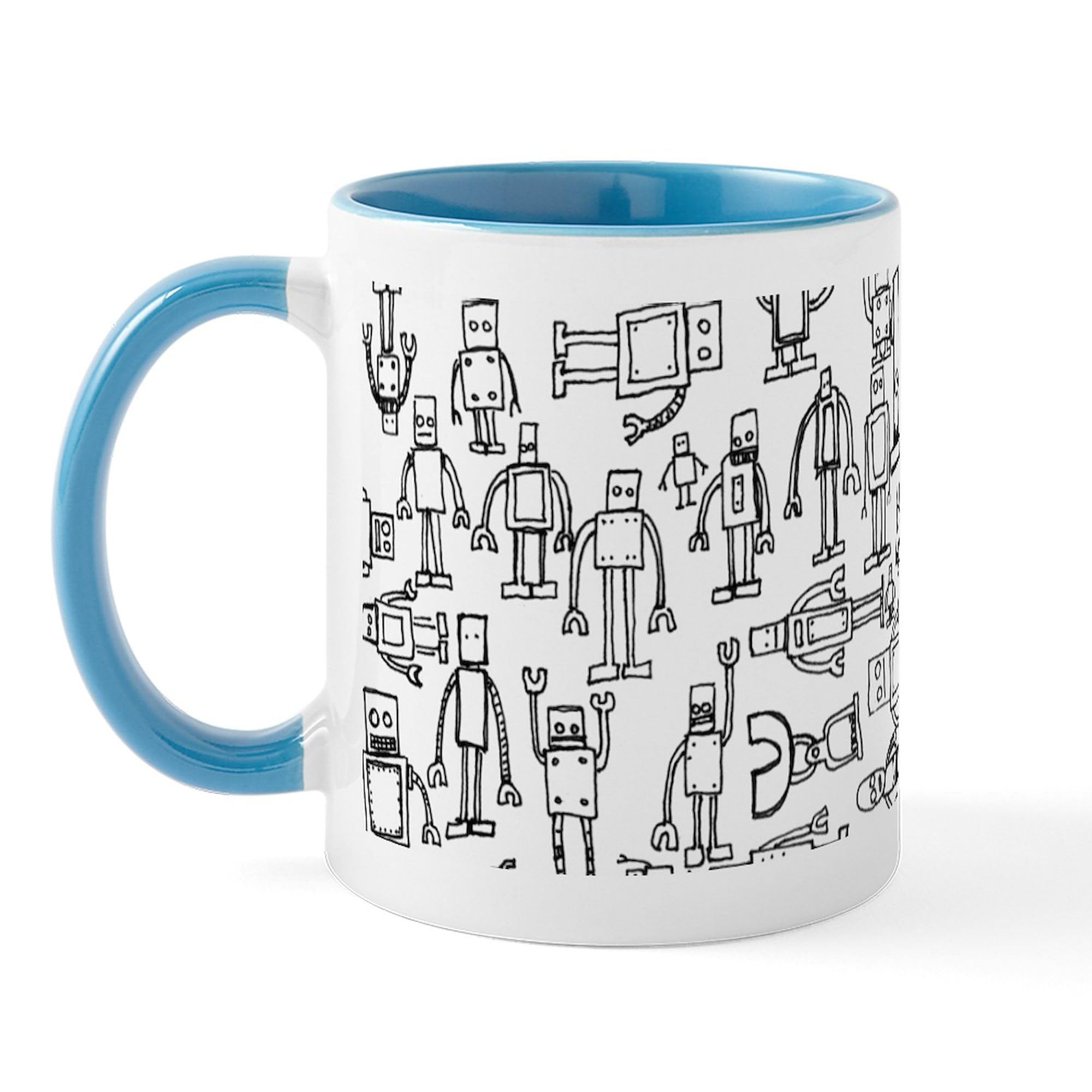 11 oz (325 ml) Ceramic Coffee Mug with Robots Design - Perfect for Office, Home & Gifts | CafePress