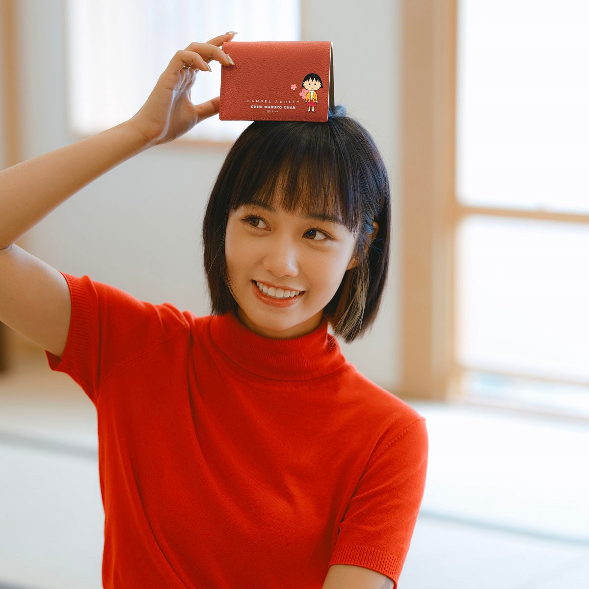 Samuel Ashley x Chibi Maruko Chan Genuine Leather Bifold Wallet for Men & Women - Perfect for Everyday Use, Travel & Gift Giving