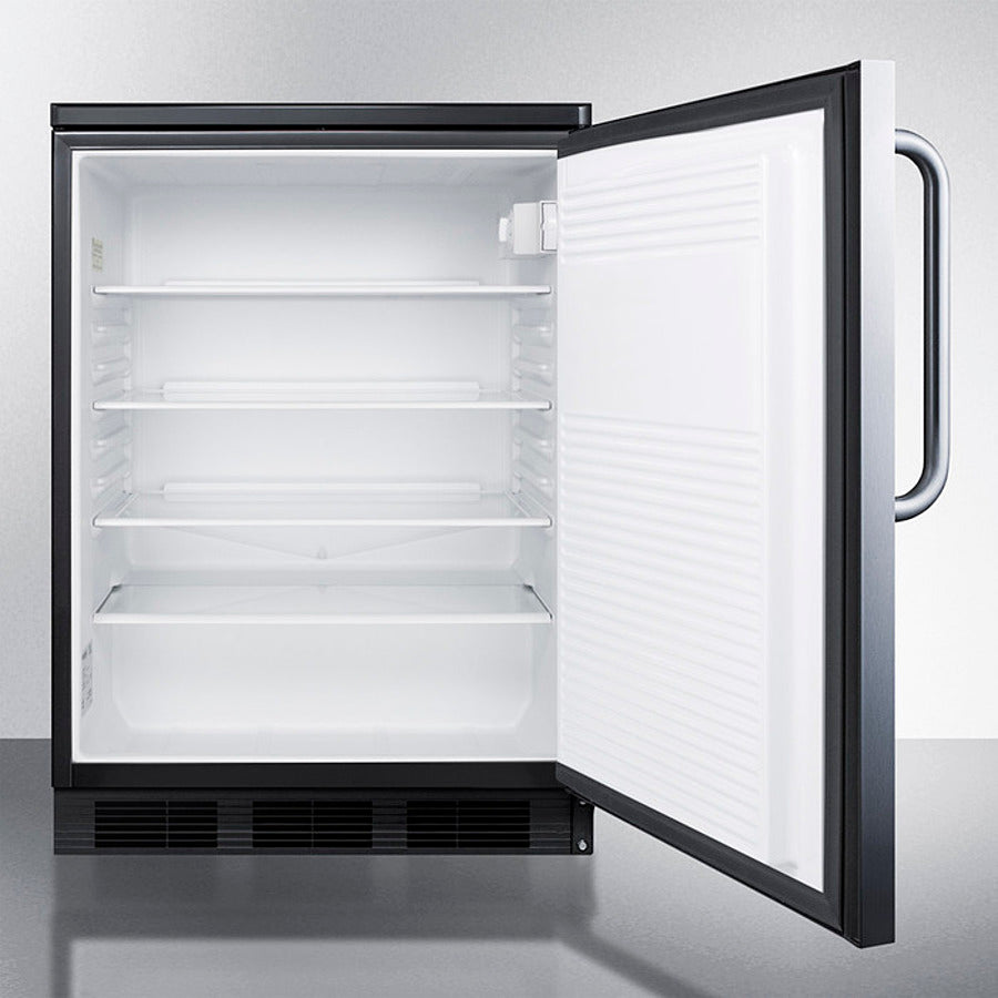 Accucold 24-Inch Wide Built-In All Refrigerator with Towel Bar Handle - Energy Efficient Stainless Steel Appliance for Kitchen, Basement or Garage Storage (Model FF7LBLKBISSTB)