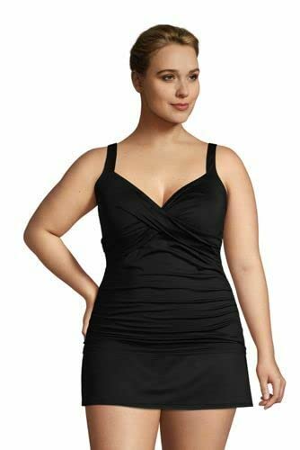 Lands' End Women's Wrap Underwire Tankini Top Swimsuit - Adjustable Straps, UPF 50+ Sun Protection for Beach, Pool & Vacation | Flattering Swimwear for Women