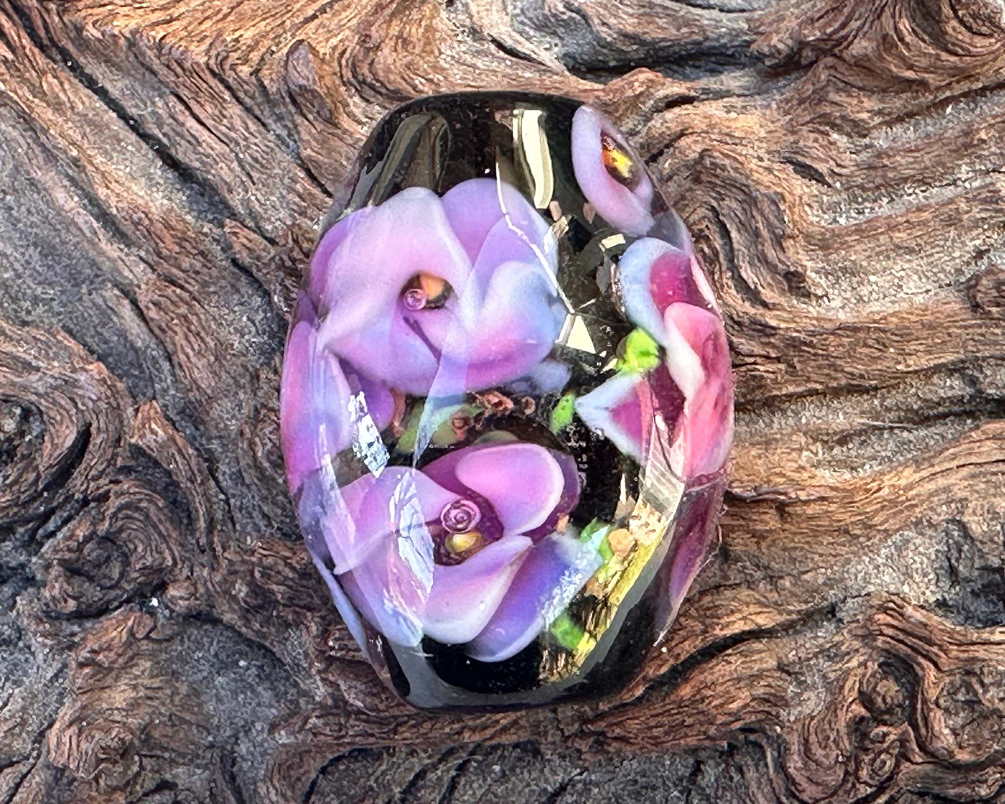 Handmade Purple Floral Lampwork Glass Focal Bead for Jewelry Making - Perfect for Necklaces, Bracelets & DIY Craft Projects