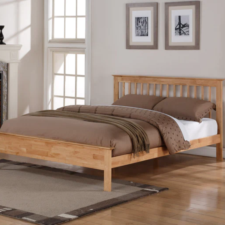 Peta Bed Frame - Solid Oak Wood Finish - Perfect for Modern Bedrooms & Guest Rooms