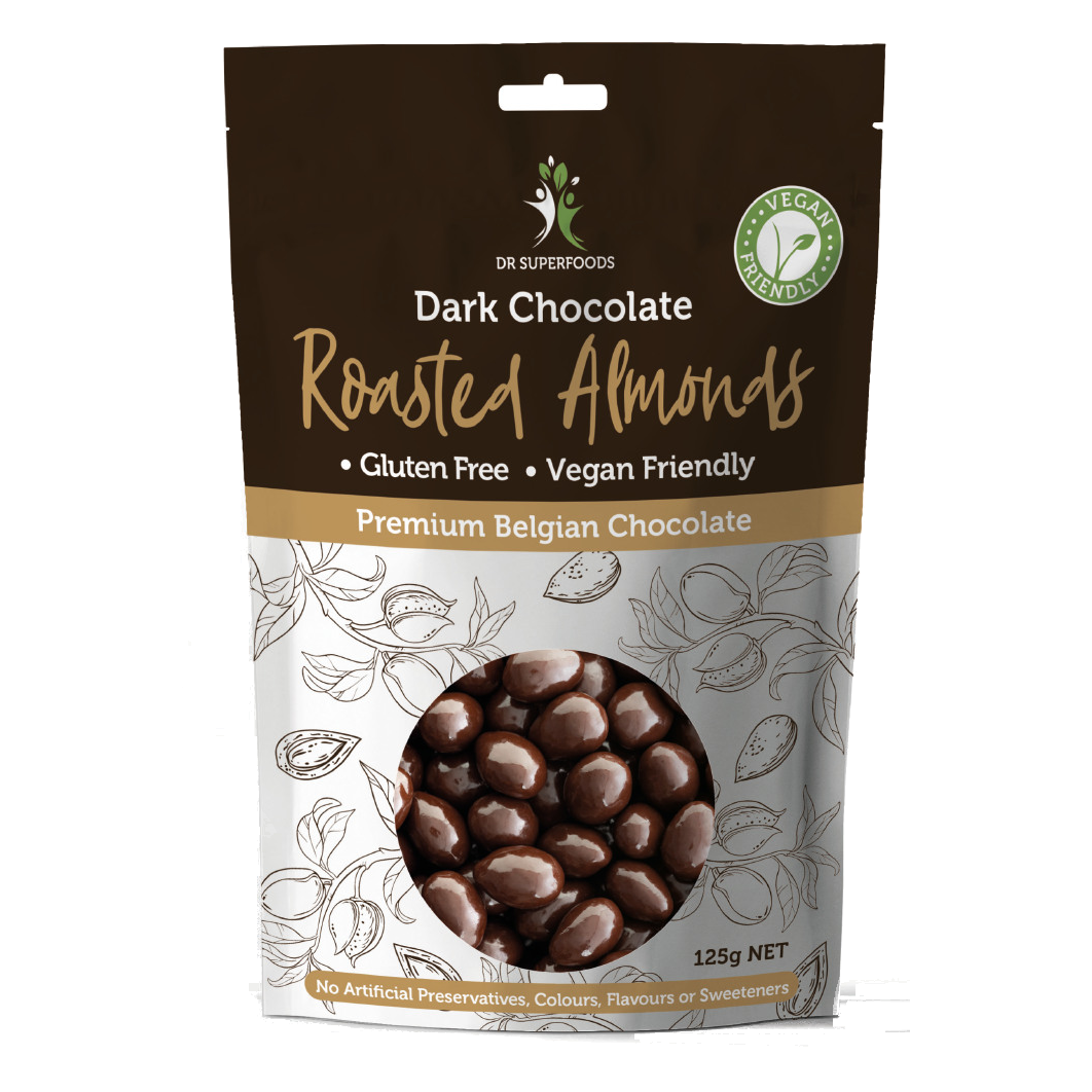 Organic Dark Chocolate Covered Almonds – Premium Superfood Snack for Energy & Health – Perfect for Workouts, Hiking & Healthy Desserts