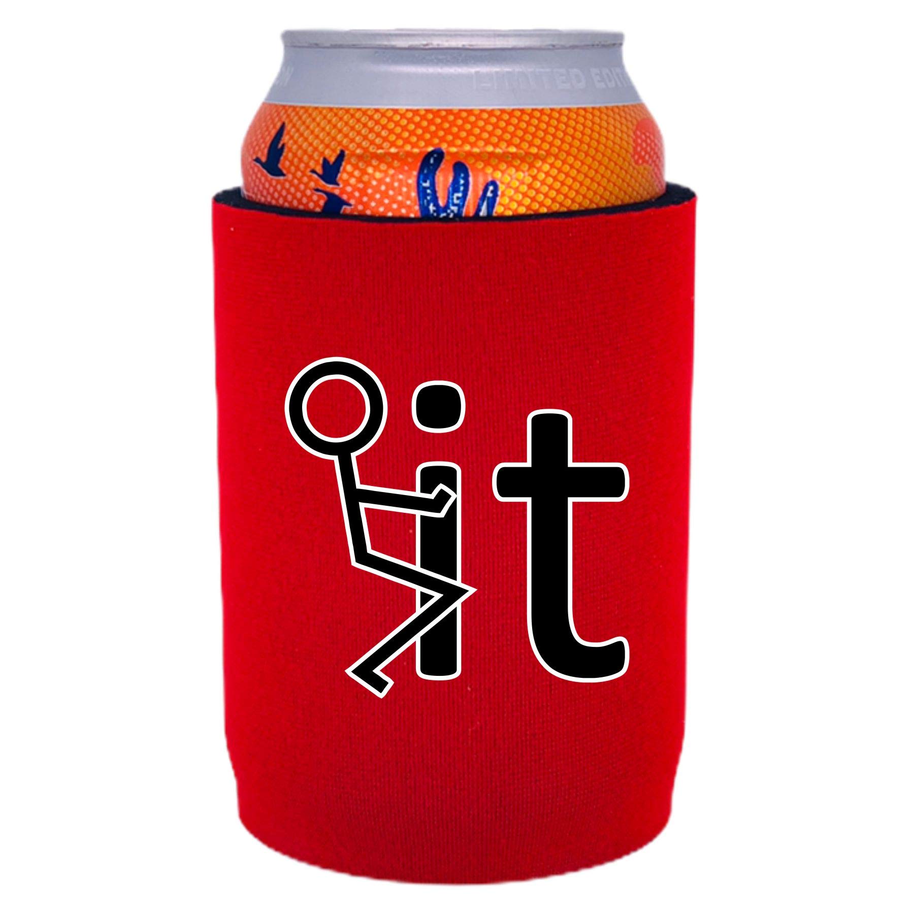 Fck It Full Bottom Can Cooler - Insulated Beer Can Holder for Cans & Bottles (Red, 1-Pack) - Perfect for Parties, BBQs, Beach & Outdoor Drinking