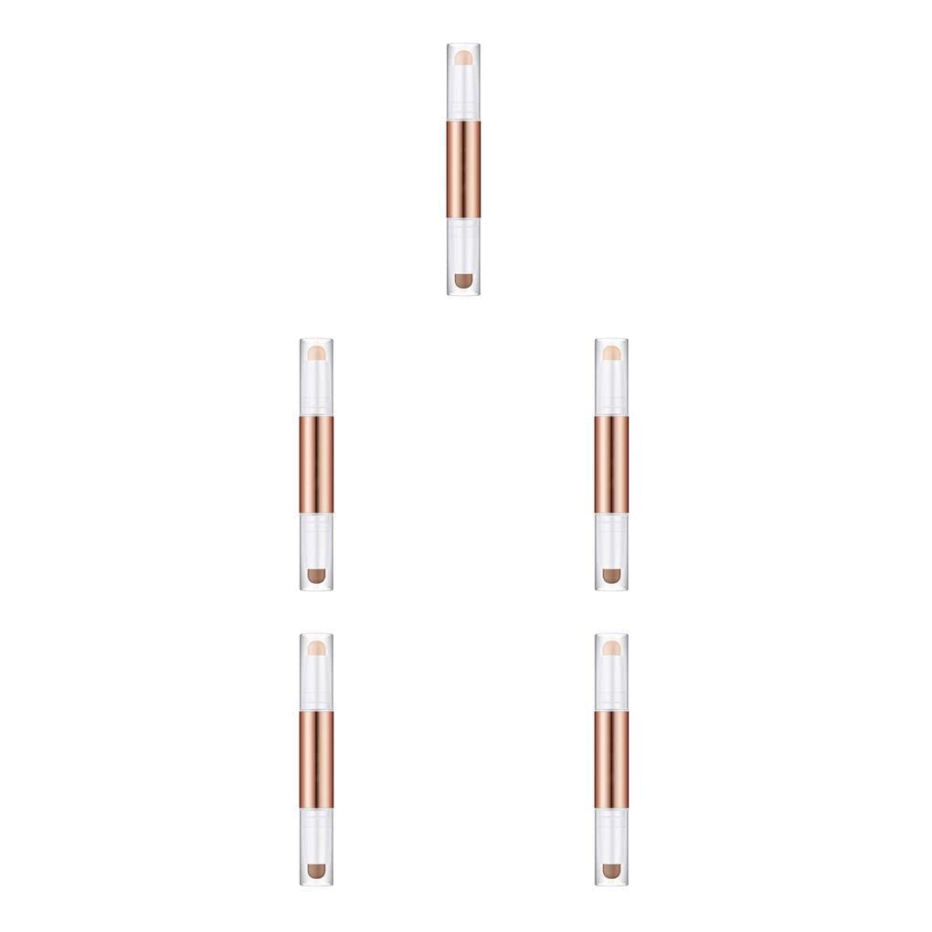BOKIOESDE 5 PCS Double Ended Makeup Stick - Contour & Highlight Face Makeup Brush Set for Professional Blending (Type 3) | Perfect for On-The-Go Touchups & Travel Makeup Kit
