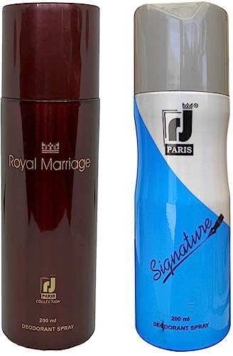 RJ PARIS Royal Marriage & Signature Deodorant Body Spray Set for Men & Women - 200ml | Long-Lasting Fragrance for Daily Use, Gym, Office & Special Occasions