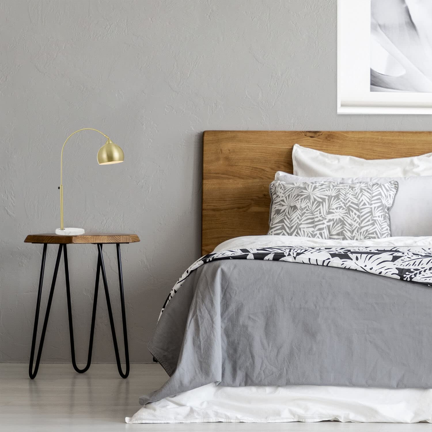 Hanover Colette Adjustable Arm Table Lamp - Metal Globe Shade in Pale Gold with Marble Base | Bedroom Nightstand, Living Room Accent, Hallway Lighting | Plug-in Desk Lamp for Home Office & Reading Nook