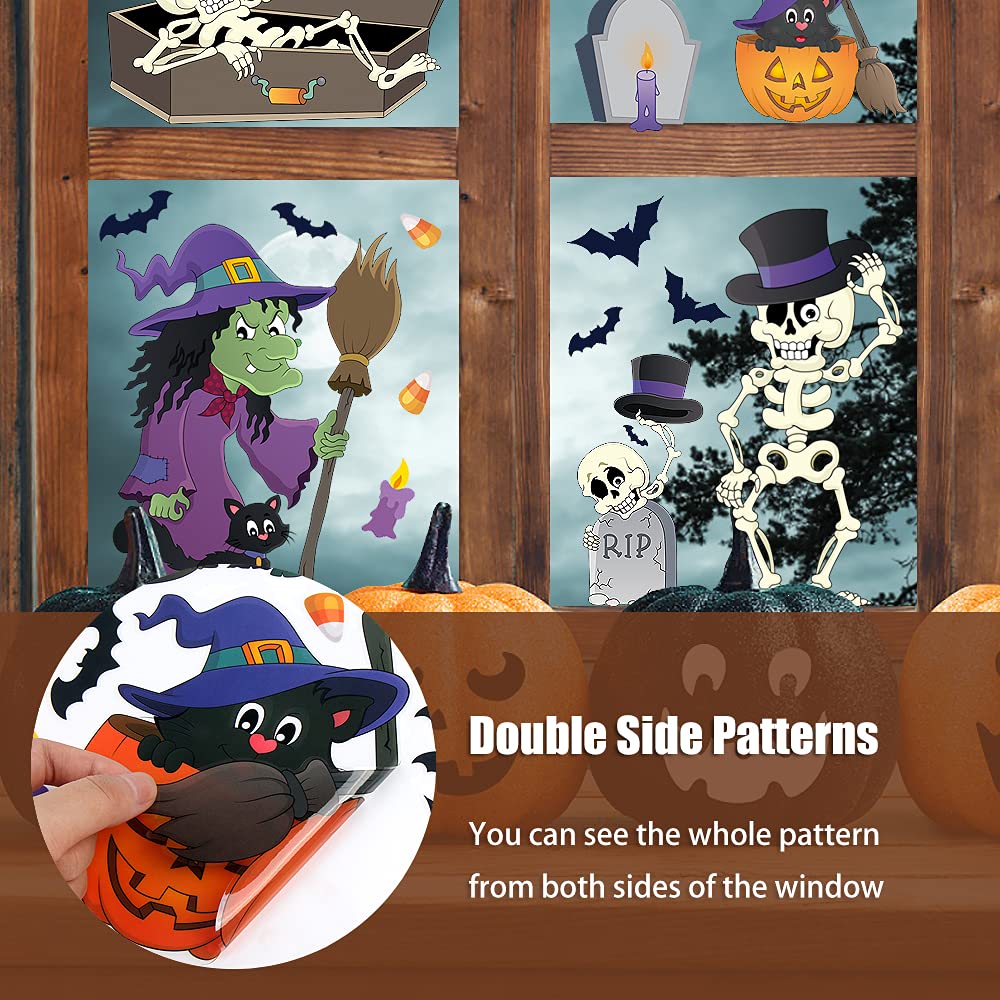 STEFORD Halloween Window Clings - 110+ Pieces Double-Sided Vinyl Window Stickers for Halloween Party Decorations | Spooky Window Decals for Home, Office & Classroom Decor