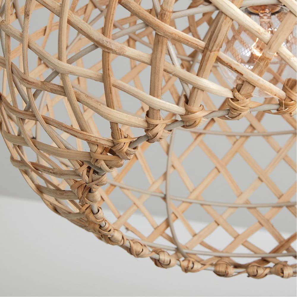 Capital Lighting 340811GK Rainey Natural Rattan Wide Basket Pendant Light - 1-Light 100W, 14