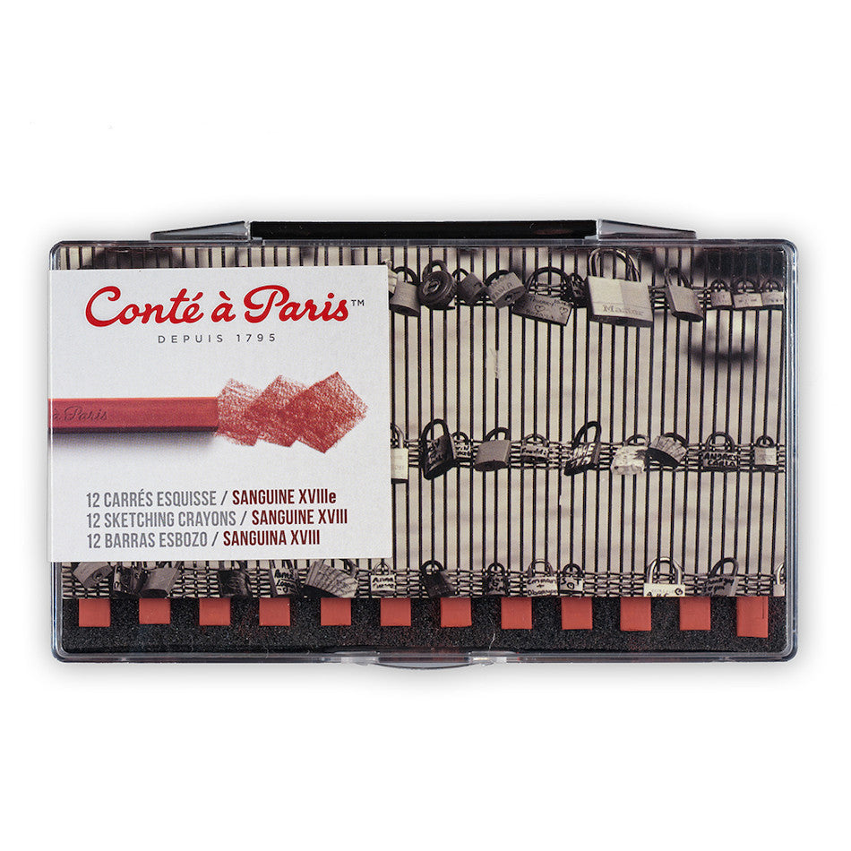 Conté à Paris Carre Sketching Crayons Refill Sanguine XVIII Set - Professional Artist Drawing Supplies for Sketching, Shading & Life Drawing - Perfect for Art Studios, Classrooms & Outdoor Sketching