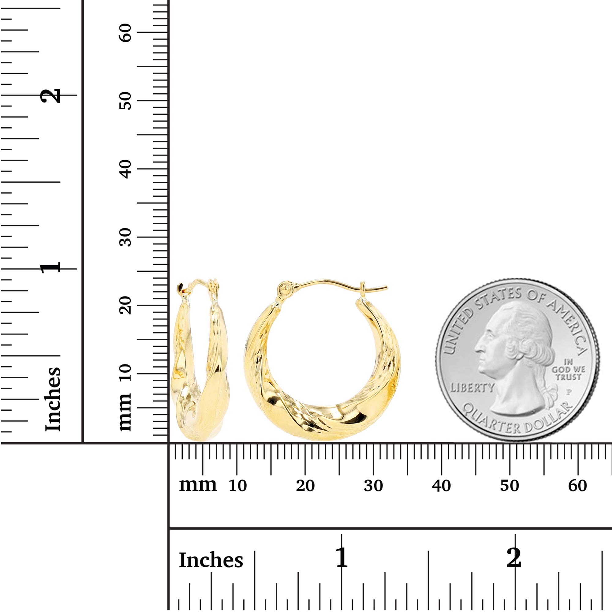 14K Solid Gold Twisted Hoop Earrings for Women - 4x20mm Polished & Satin Finish Hypoallergenic Hoops | Sensitive Ears Friendly | Perfect for Everyday Wear, Date Night & Special Occasions