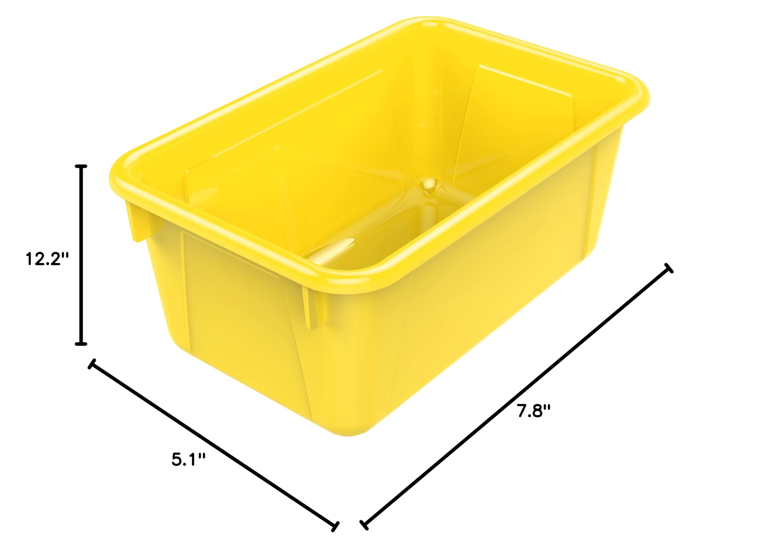 Storex Small Plastic Storage Bins 5-Pack - 12.2 x 7.8 x 5.1 Inches Classroom Organizers, Yellow Cubby Bins for School Supplies, Toys & Craft Organization (62418A05C) - Perfect for Teachers, Daycare & Home Use