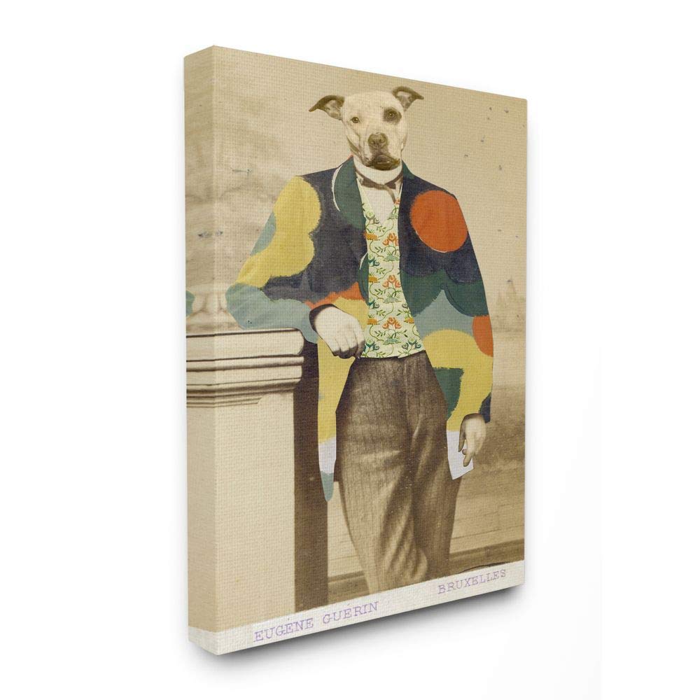Stupell Industries Abstract Funny Vintage Dog Pet Animal Photo Canvas Wall Art - 30x40 Inches, Multi-Color - Perfect for Living Room, Bedroom & Office Decor