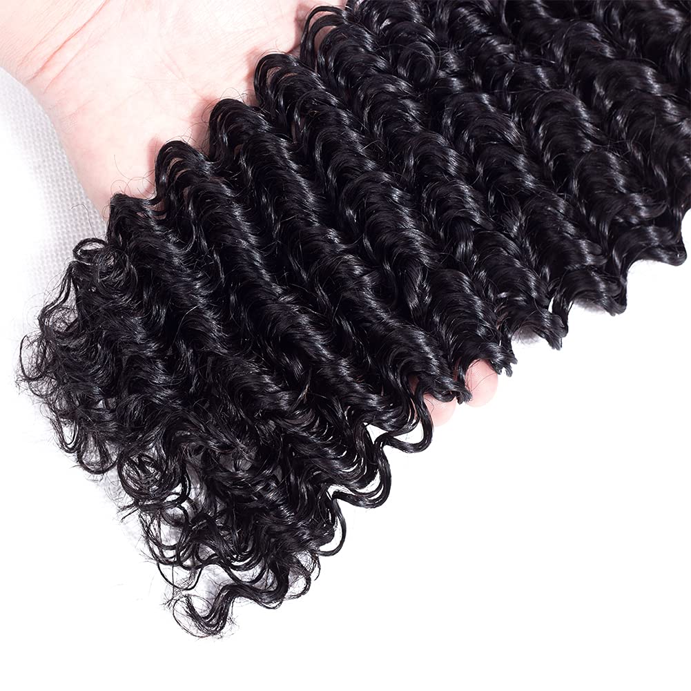 100% Unprocessed Brazilian Virgin Hair Bundles - 24 26 28 Inch Deep Wave Human Hair Extensions (Natural Black) for Stunning Curly Hairstyles | Perfect for Daily Wear, Parties & Special Occasions
