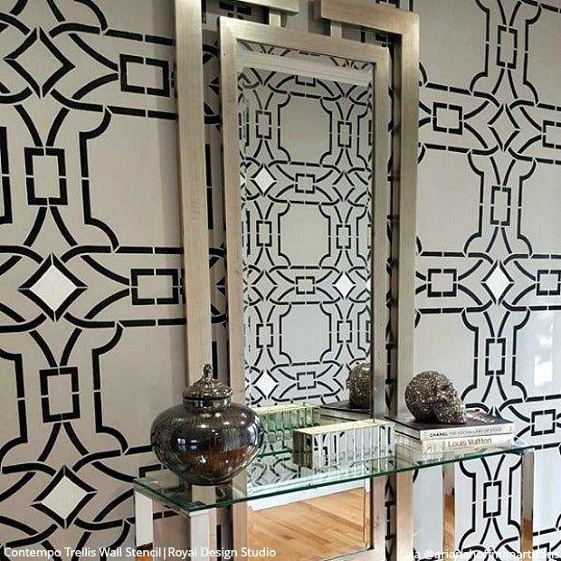 Contempo Trellis Wall Stencil - Reusable DIY Home Decor Painting Template for Walls, Furniture & Crafts | Perfect for Bedroom, Nursery, Living Room & Office Accent Walls