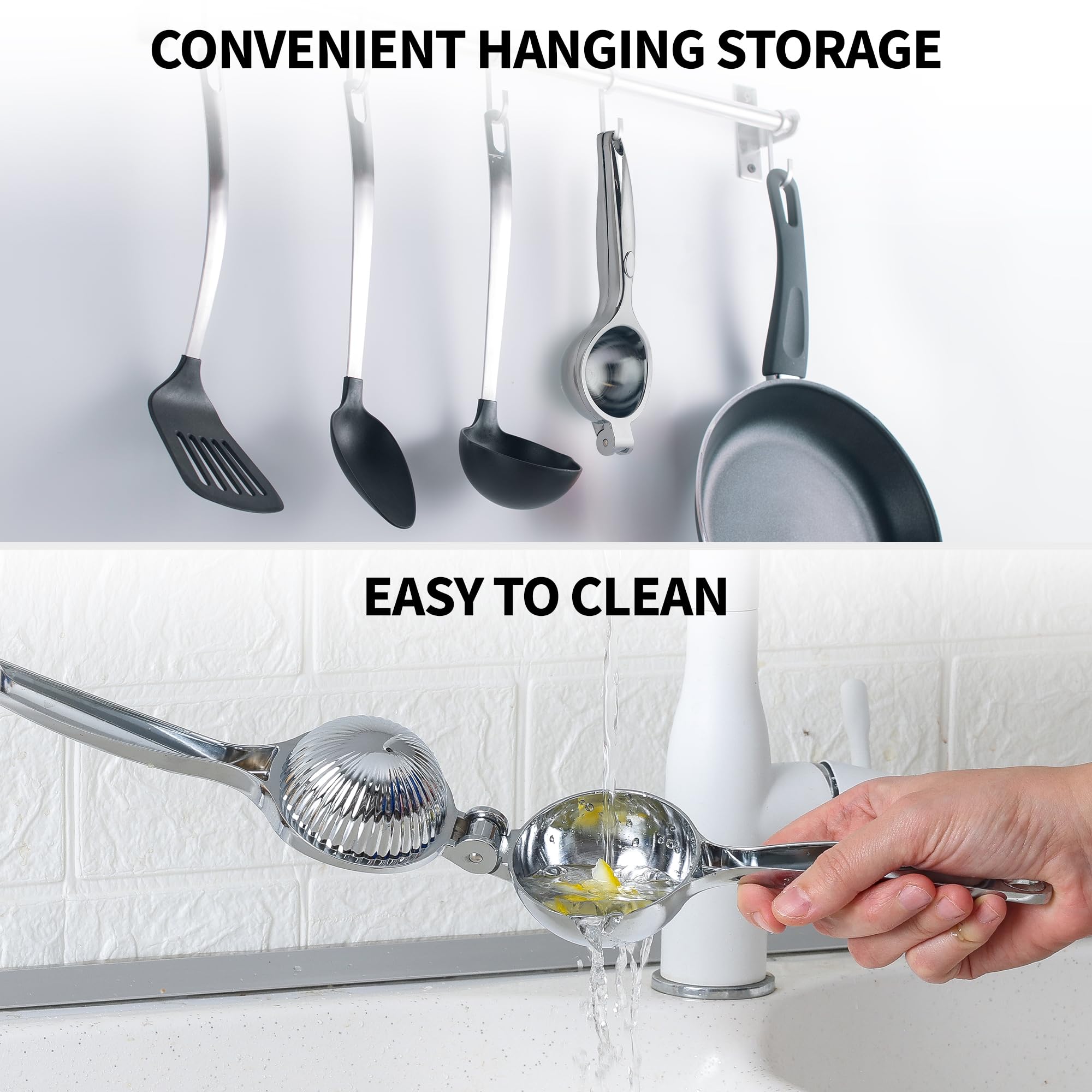 Premium Stainless Steel Lemon Squeezer - Heavy Duty Handheld Citrus Press for Lemons, Limes & Oranges - Easy to Clean Manual Juicer with Non-Slip Base - Perfect for Cocktails, Baking & Healthy Juicing at Home