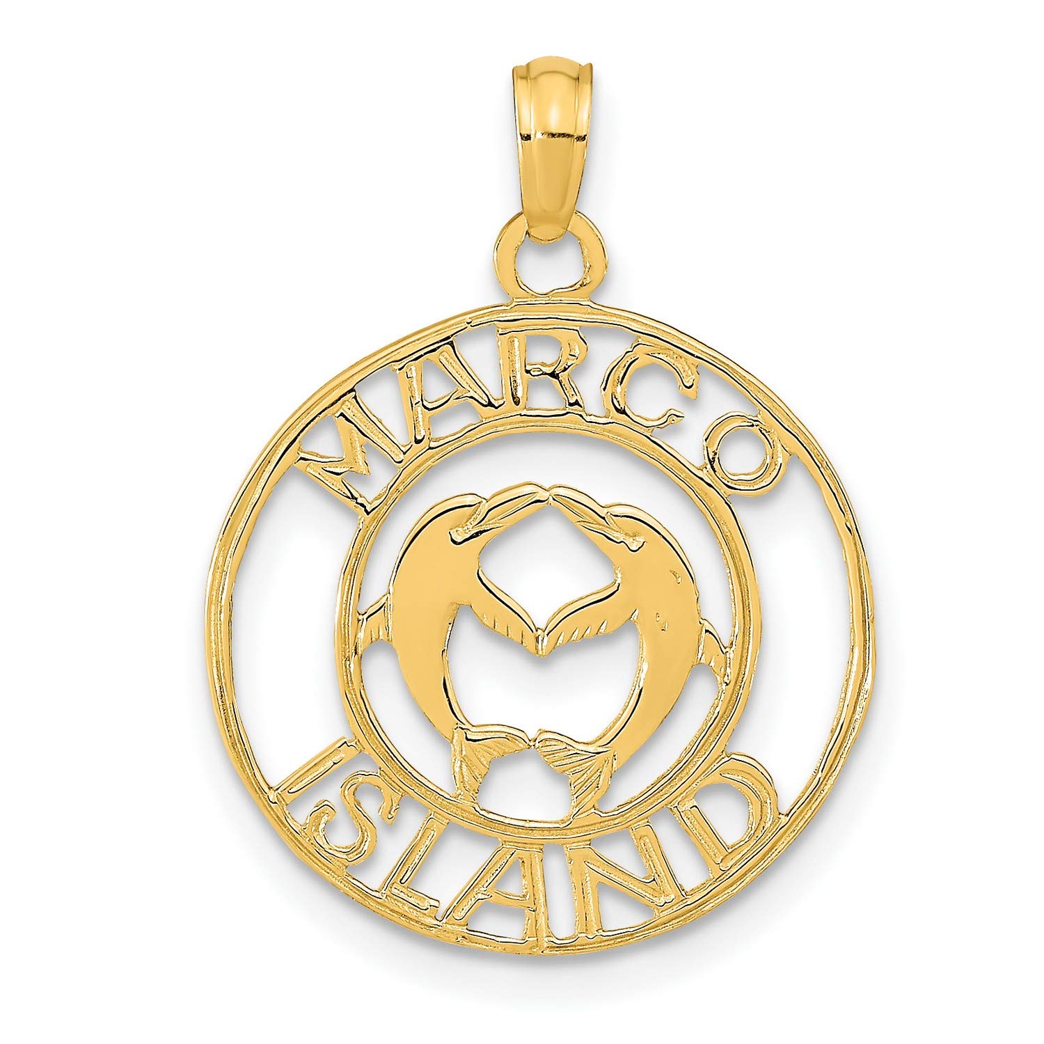 14K Yellow Gold Marco Island Two Dolphins Kissing Pendant Necklace - Elegant Jewelry Gift for Women, Beach Lover & Dolphin Enthusiasts (Perfect for Anniversaries, Birthdays & Coastal Vacations)