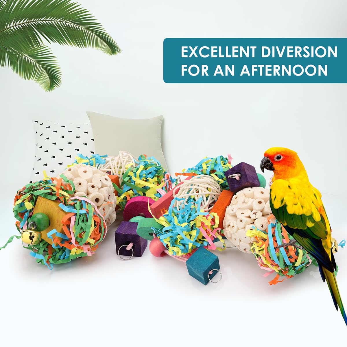 BBjinronjy 2PCS Natural Soft Sola Ball Bird Chew Toys - Hanging Foraging & Shredding Toys for Parrots, Cockatiels, Conures, Lovebirds, Parakeets, Budgies & Small Birds | Perfect for Cage Enrichment & Beak Exercise