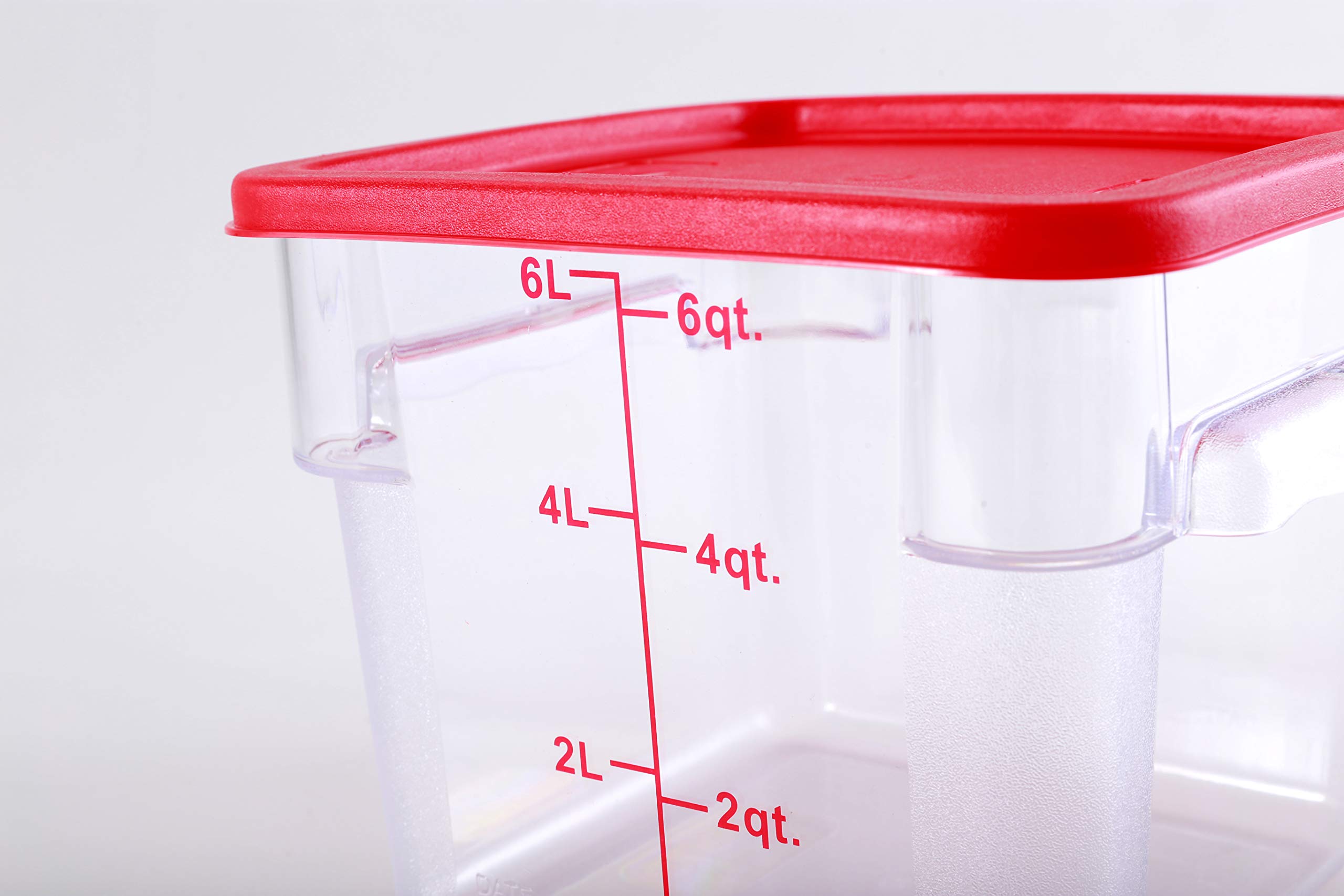 CMI 6 Qt Commercial Grade Square Food Storage Containers with Lids - BPA-Free Polycarbonate, Clear, Stackable - Pack of 5 for Restaurant, Meal Prep & Leftovers Storage