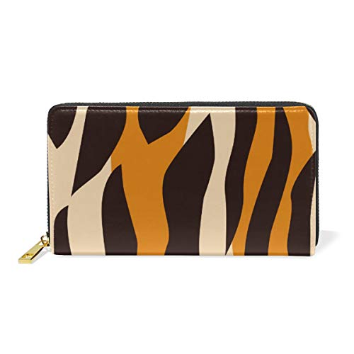 Elegant Women's Leather Wallet with Coin Purse & Card Holder - Phone Clutch Pouch for Cash, Keys & Essentials - Perfect for Parties, Birthdays & Daily Use - Stylish Tiger Stripes Design