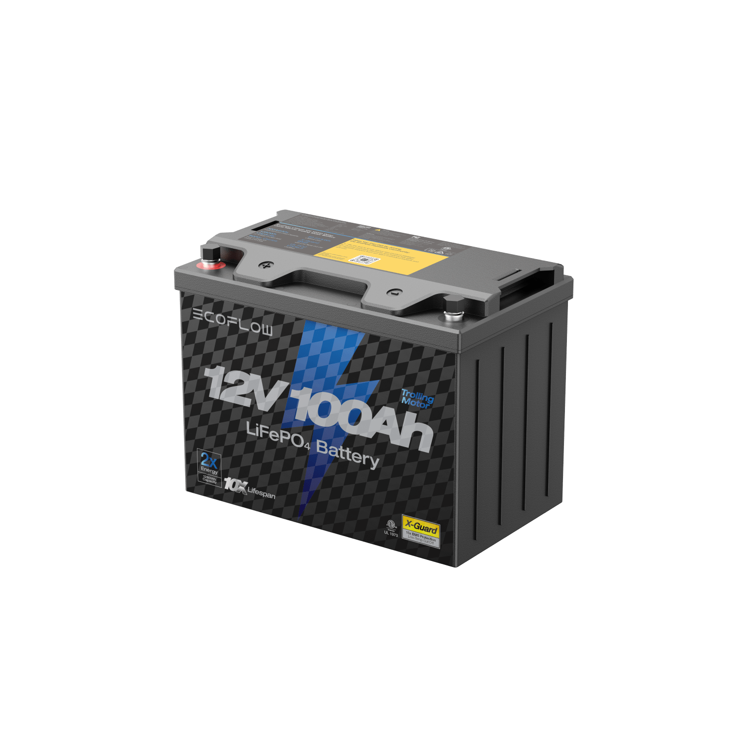 EcoFlow 12V 100Ah Lithium Deep Cycle Battery for Marine Trolling Motors - Perfect for Boats, RVs, and Off-Grid Power Systems