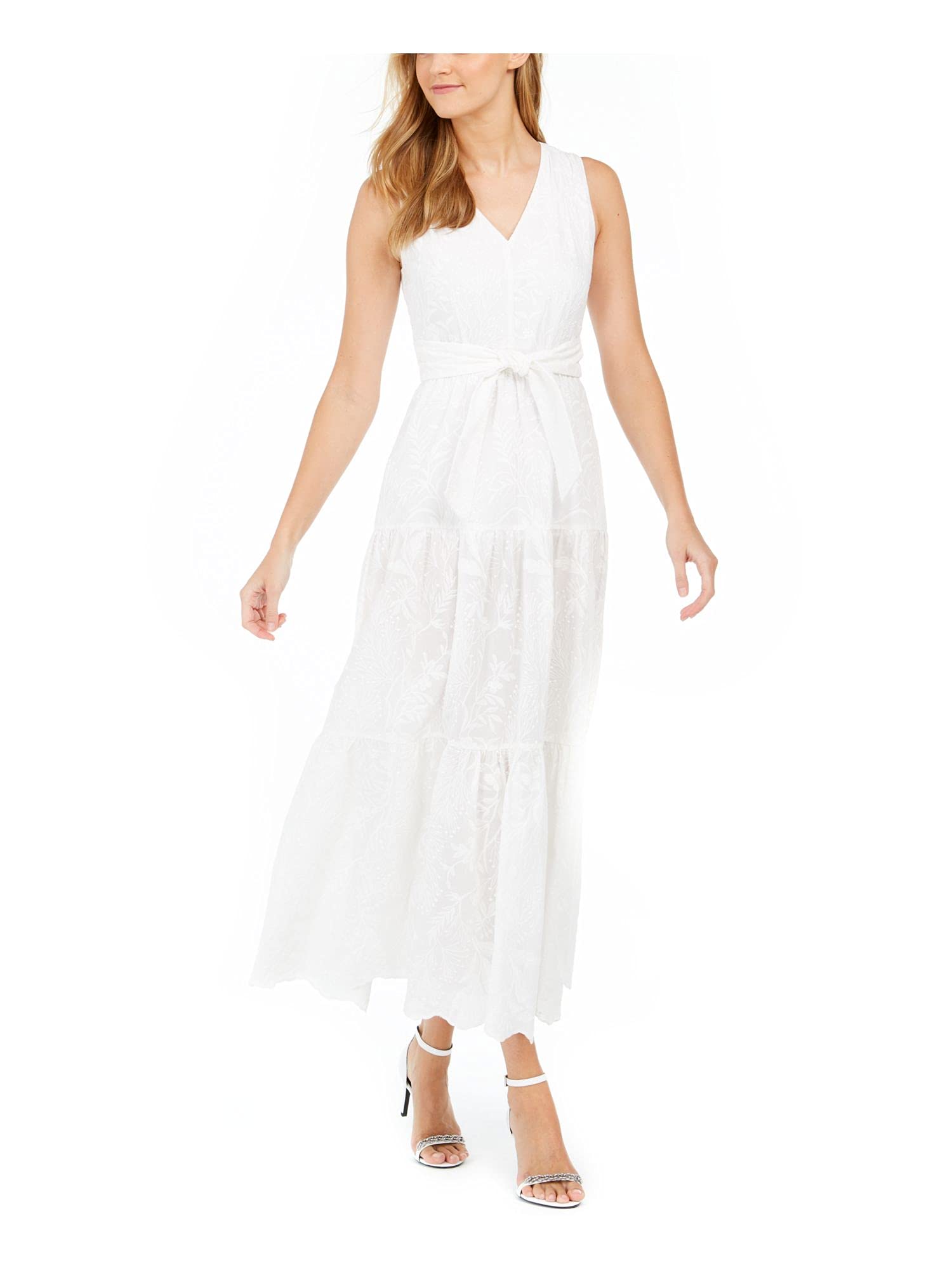 Calvin Klein Women's Maxi Dress with Tiered Flounce Skirt - Elegant Flowy Summer Dress for Beach, Wedding & Vacation | Plus Size Options Available