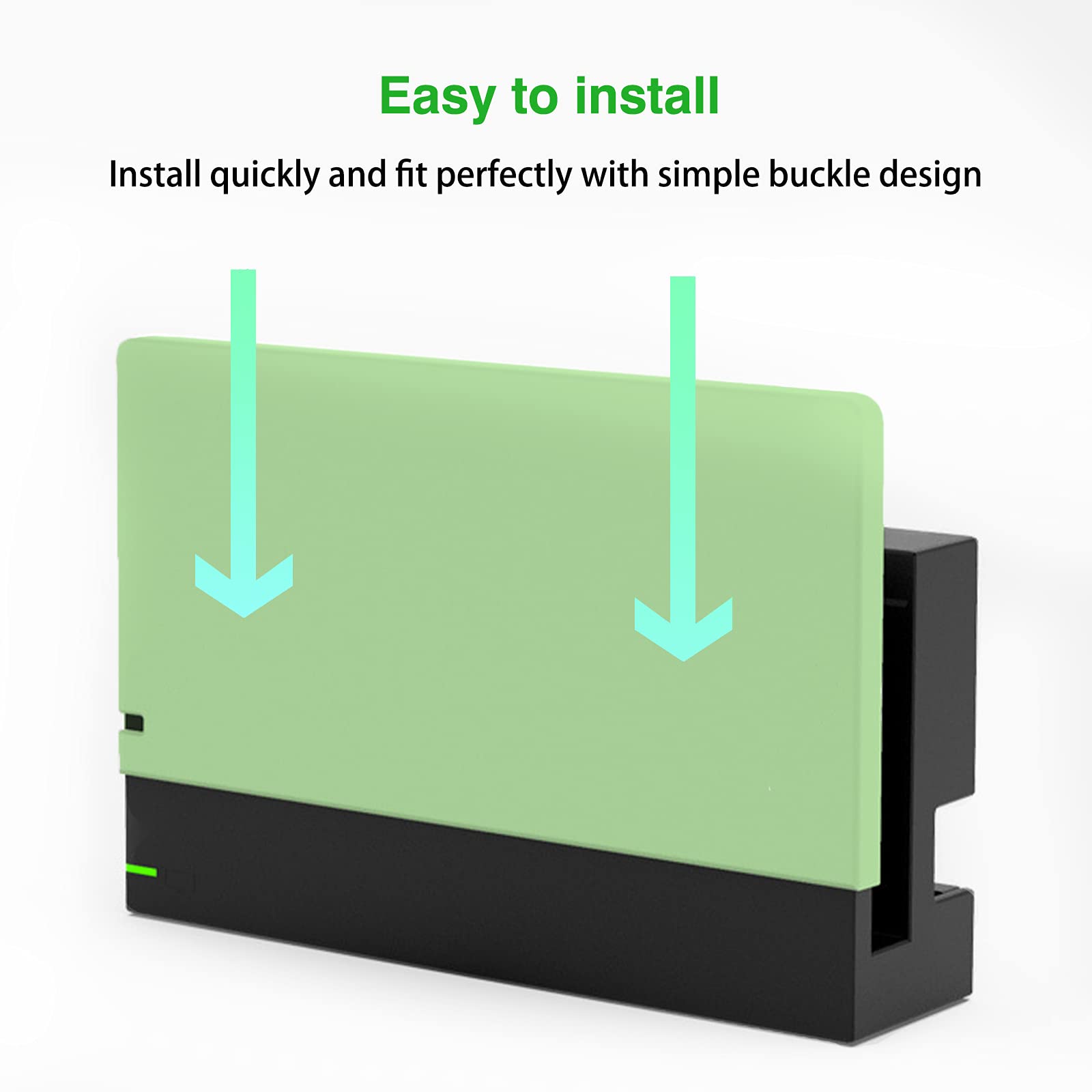 Custom Faceplate Cover for Nintendo Switch Charging Dock - Hard PC Slim Shell Anti-Scratch Protection, No Screwdriver Installation (Green) - Perfect for NS Docking Station Protection & Style Upgrade