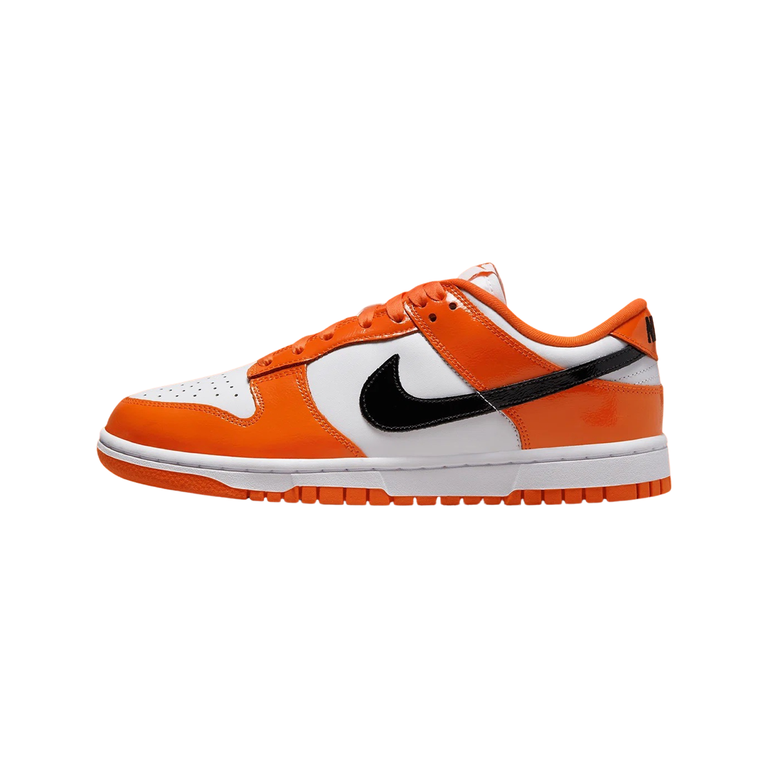Nike Women's Dunk Low Patent Leather Sneakers - Halloween Edition in Brilliant Orange & Black | Stylish Casual Shoes for Women, Perfect for Streetwear, Parties, and Everyday Fashion