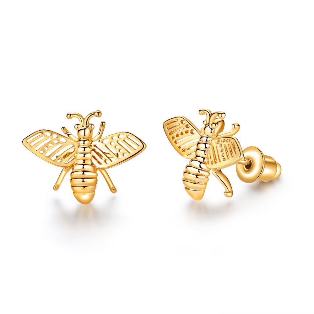 Sparkling Rhinestone Bee Stud Earrings - Floral Bee Jewelry for Women, Cute Dainty Earrings for Daily Wear, Party & Gift Giving