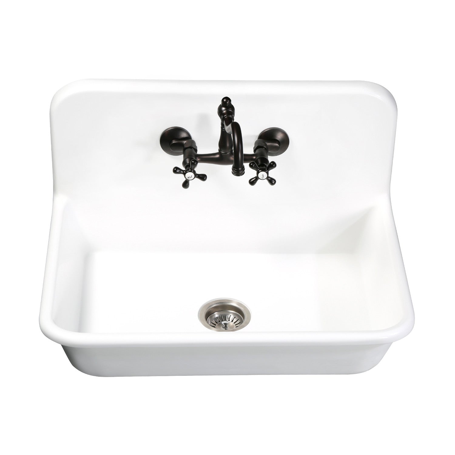Arcticstone GKTA302119 30-Inch White Solid Surface Kitchen Sink - Single Bowl Top Mount with Backsplash & Strainer, Matte Finish - Perfect for Modern Farmhouse & Contemporary Kitchen Remodels