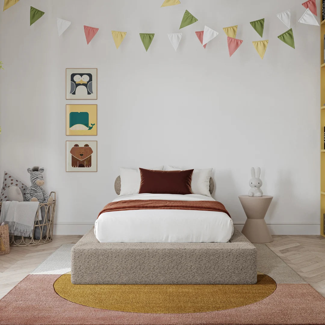 Kids Ultra Bed Frame with Soft Teddy Bear Design - Durable & Comfortable for Children's Bedroom Decor | Perfect for Toddlers, Nursery, and Playroom