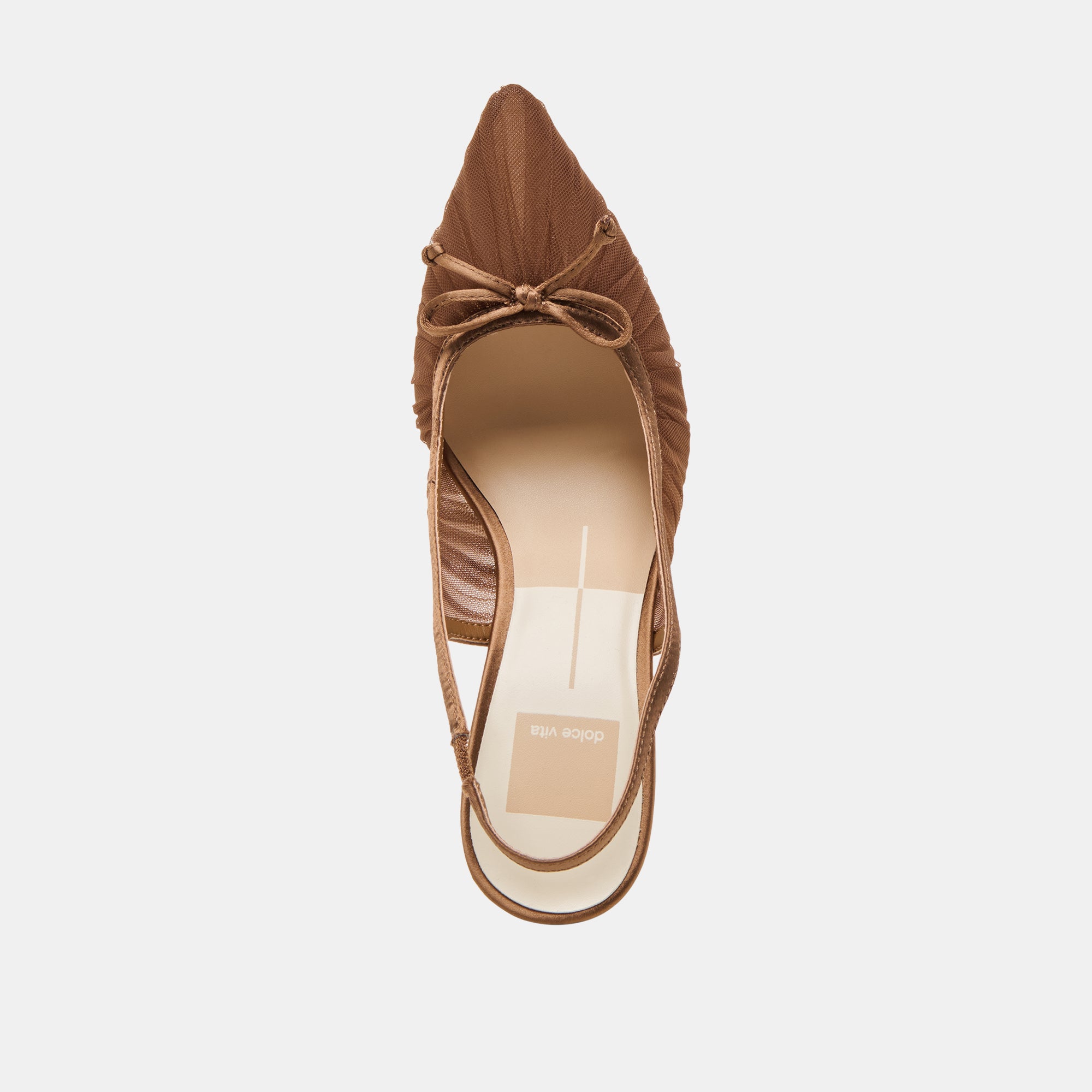 YELA HEELS MID BROWN TULLE - Women's Elegant Mid Heel Sandals for Weddings, Parties & Special Occasions