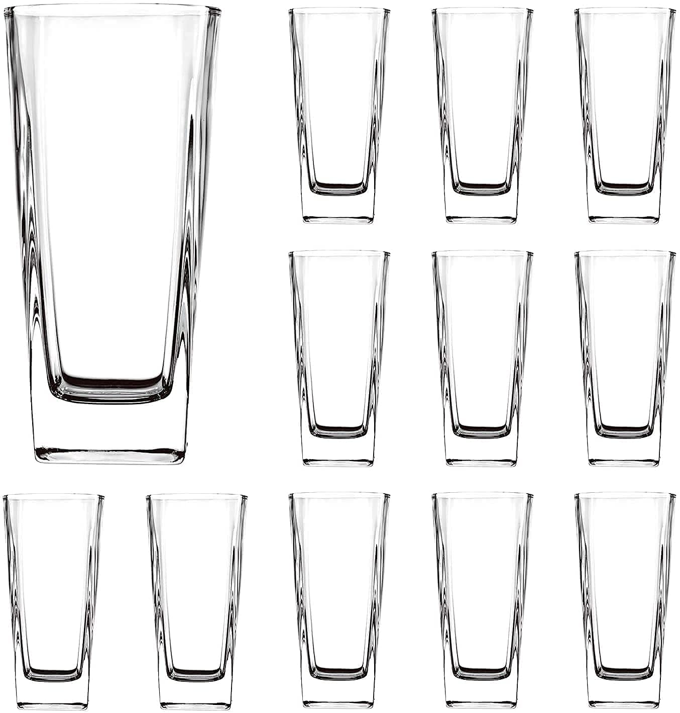 Premium Crystal Cut Water Glasses Set of 12 - 10.6oz Juice & Cocktail Tumblers for Elegant Dining, Parties & Home Decor