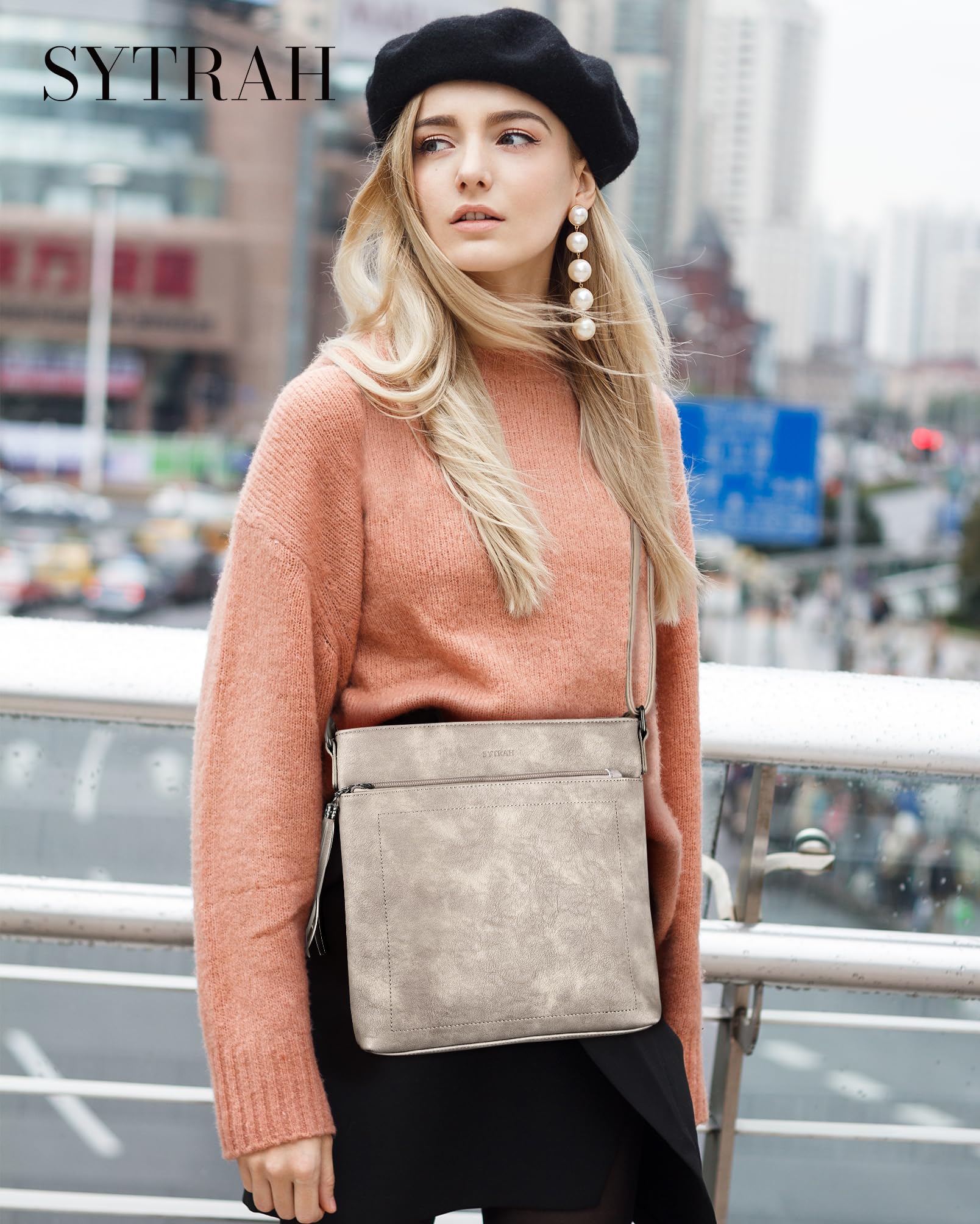 Premium Vegan Leather Crossbody Bag for Women - Adjustable Strap Lightweight Shoulder Purse with Tassel | Perfect for Work, Travel & Everyday Use