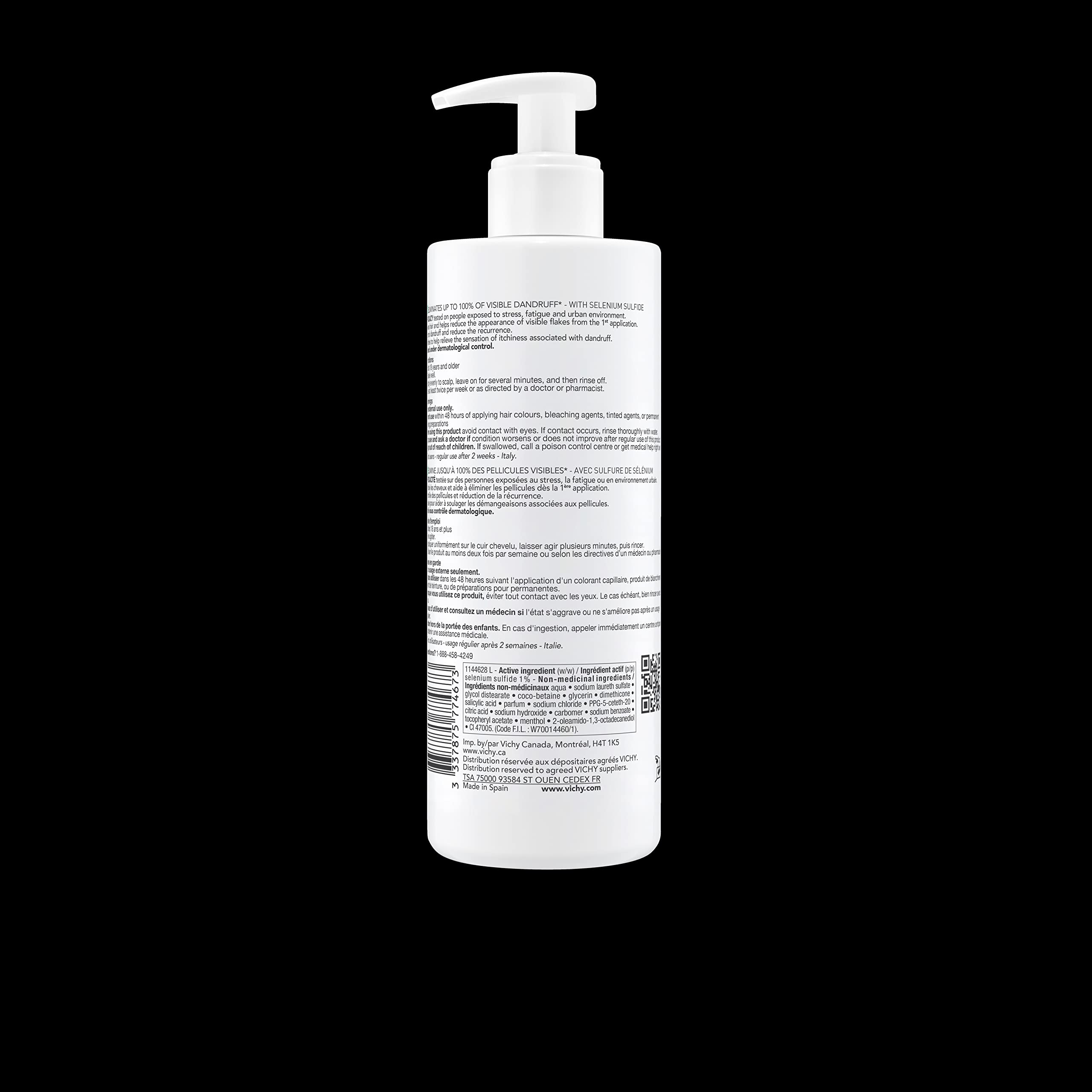 Vichy Anti-Dandruff Shampoo with Salicylic Acid - Itch Relief for Oily & Greasy Hair - Dermatologist Recommended for Men & Women - Clean Scalp Solution - Perfect for Daily Use & Sensitive Scalp Care