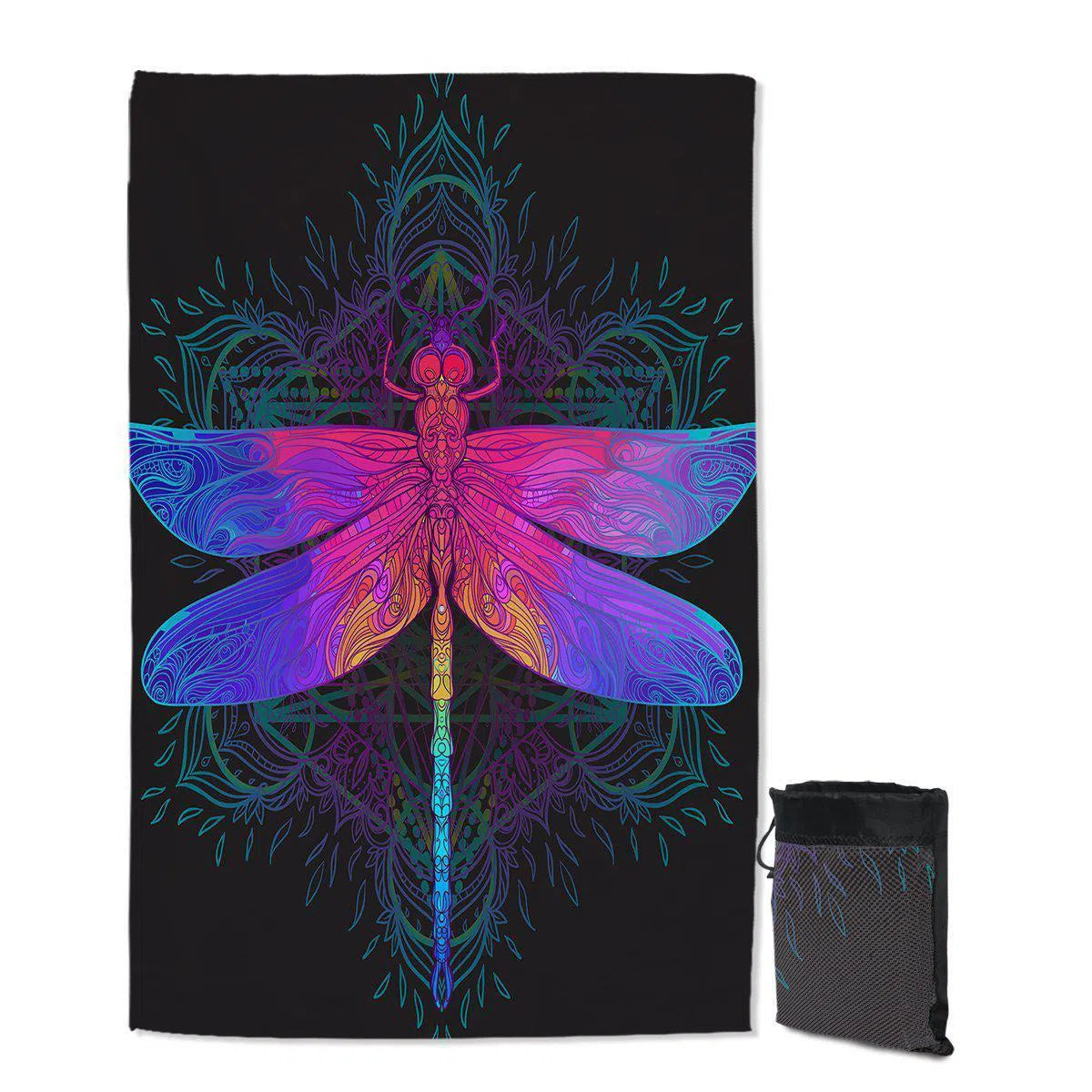 Dragonfly Dreams Sand-Free Beach Towel - Quick Dry, Lightweight & Compact for Travel, Pool, Picnic & Outdoor Activities