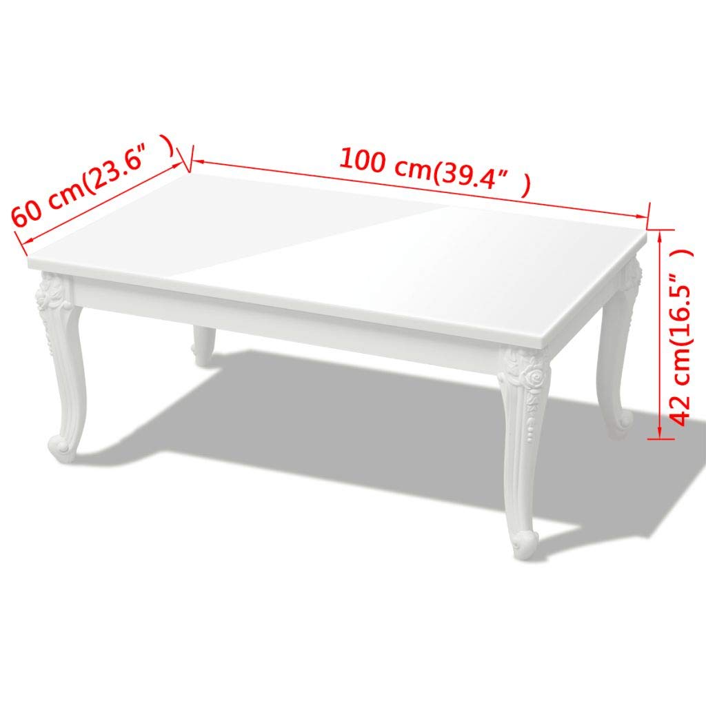 Modern White High Gloss Coffee Table 39.4