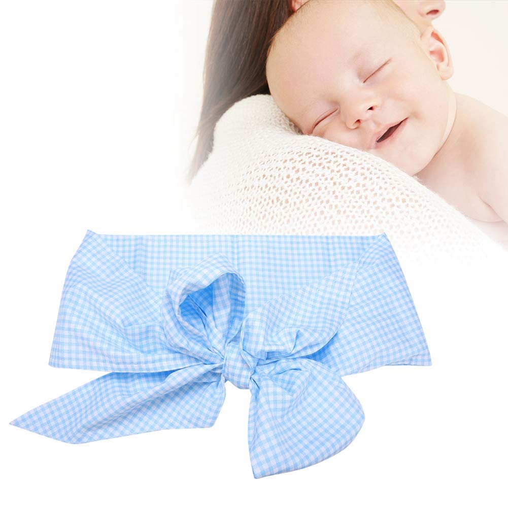Zerodis Cotton Baby Swaddle Wrap Sash - Soft Maternity Bowknot Newborn Infant Blanket for Photography, Stretchy Receiving Blanket (Light Blue Plaid) - Perfect for Newborn Photo Shoots, Swaddling & Comforting Babies