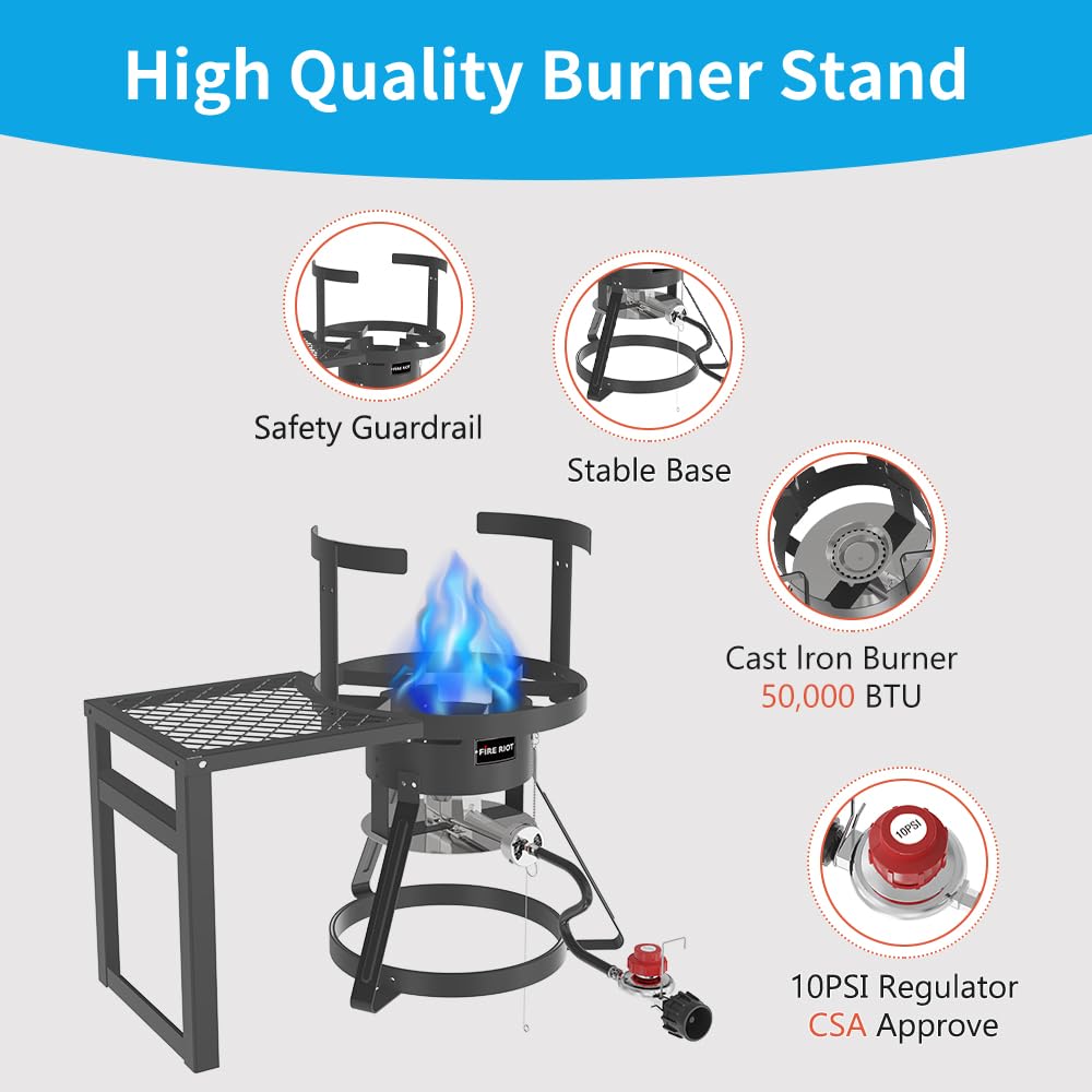 30Qt Turkey Fryer Kit with Basket - Outdoor Propane Deep Fryer with 50,000BTU Cast Iron Burner, Steamer & Seafood Boiler Set - Perfect for Thanksgiving, Backyard BBQs & Outdoor Cooking (Black)