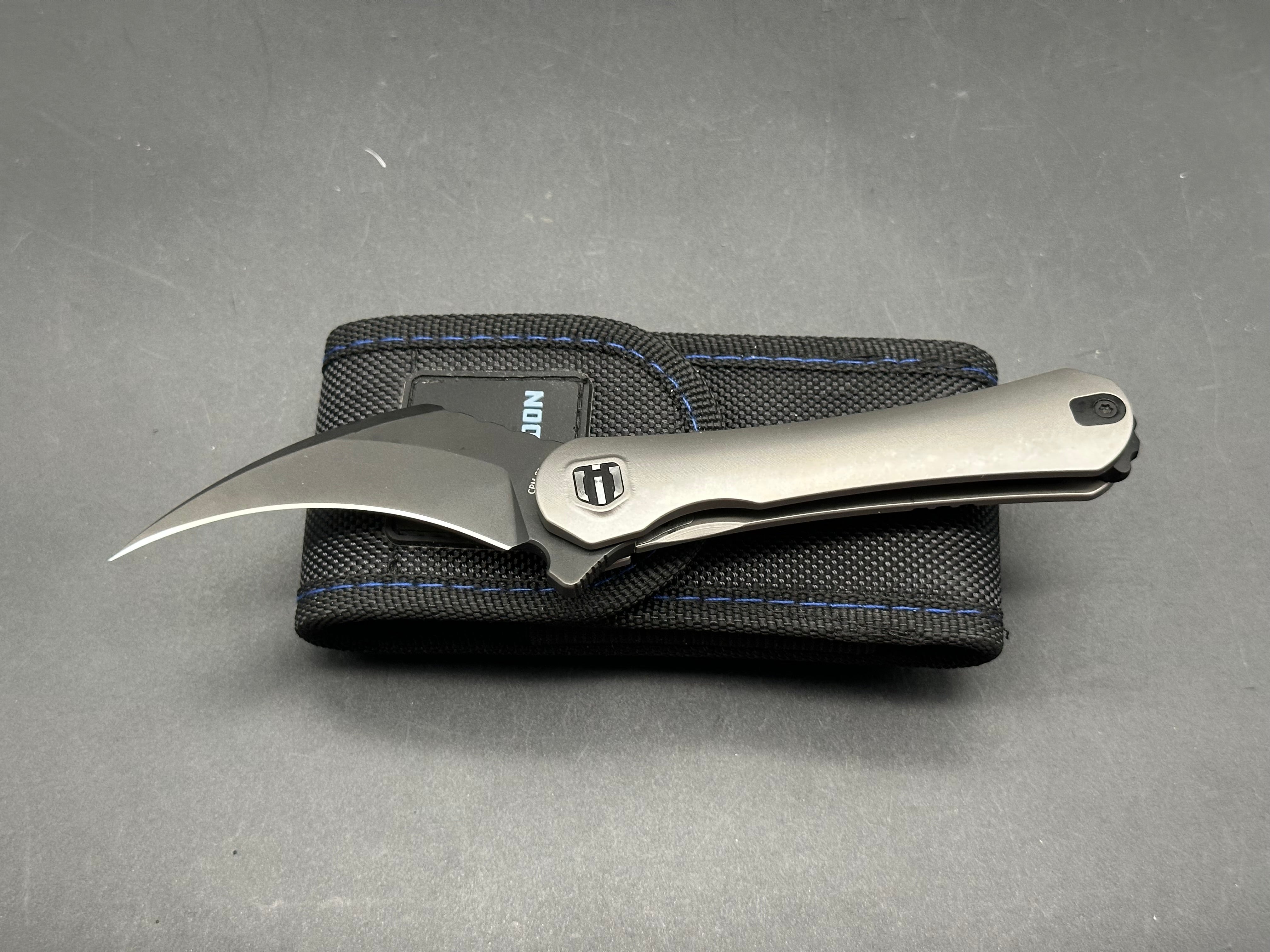 Premium Shieldon Scythe Pocket Knife - S35VN Stainless Steel Blade & 6AL4V Titanium Handle with Frame Lock - Perfect for EDC, Outdoor Survival, Camping & Tactical Use