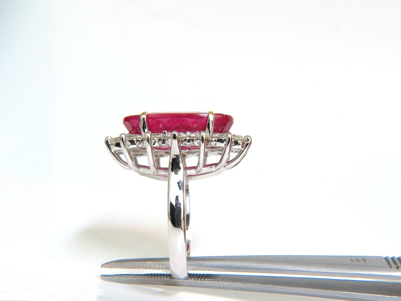 17.90CT Enhanced Ruby & Diamond Ring in 14KT Gold - Vintage Diana Deco Style A++ for Weddings, Anniversaries & Special Occasions