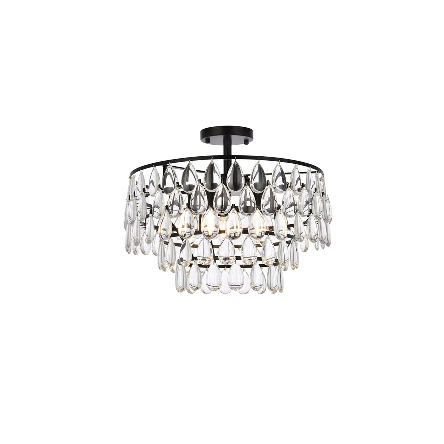 18 Inch Black Flush Mount Ceiling Light - Modern Indoor Home Decor with Bright LED Lighting for Living Room, Bedroom & Kitchen
