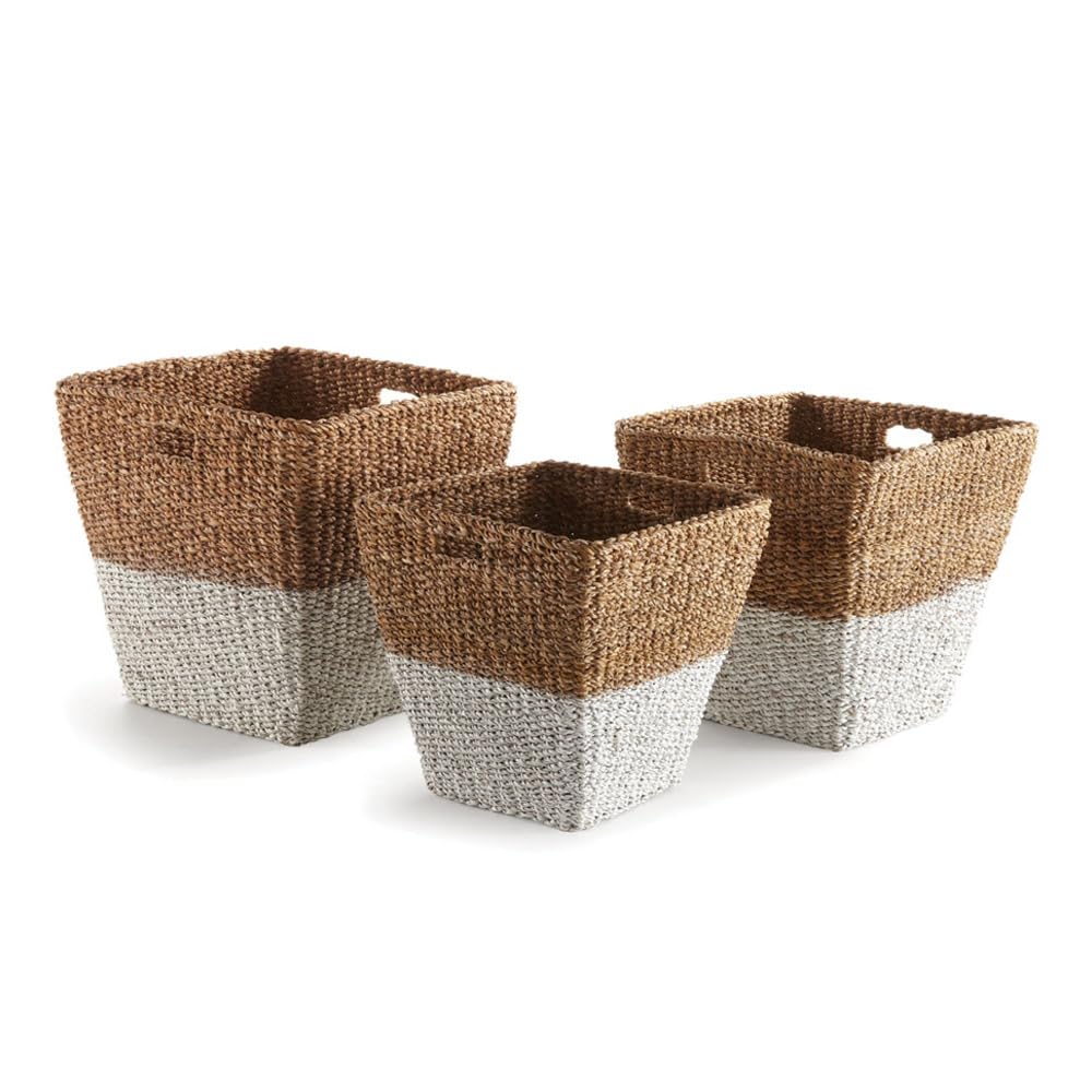Natural Seagrass Storage Baskets Set of 3 - Home & Office Organization