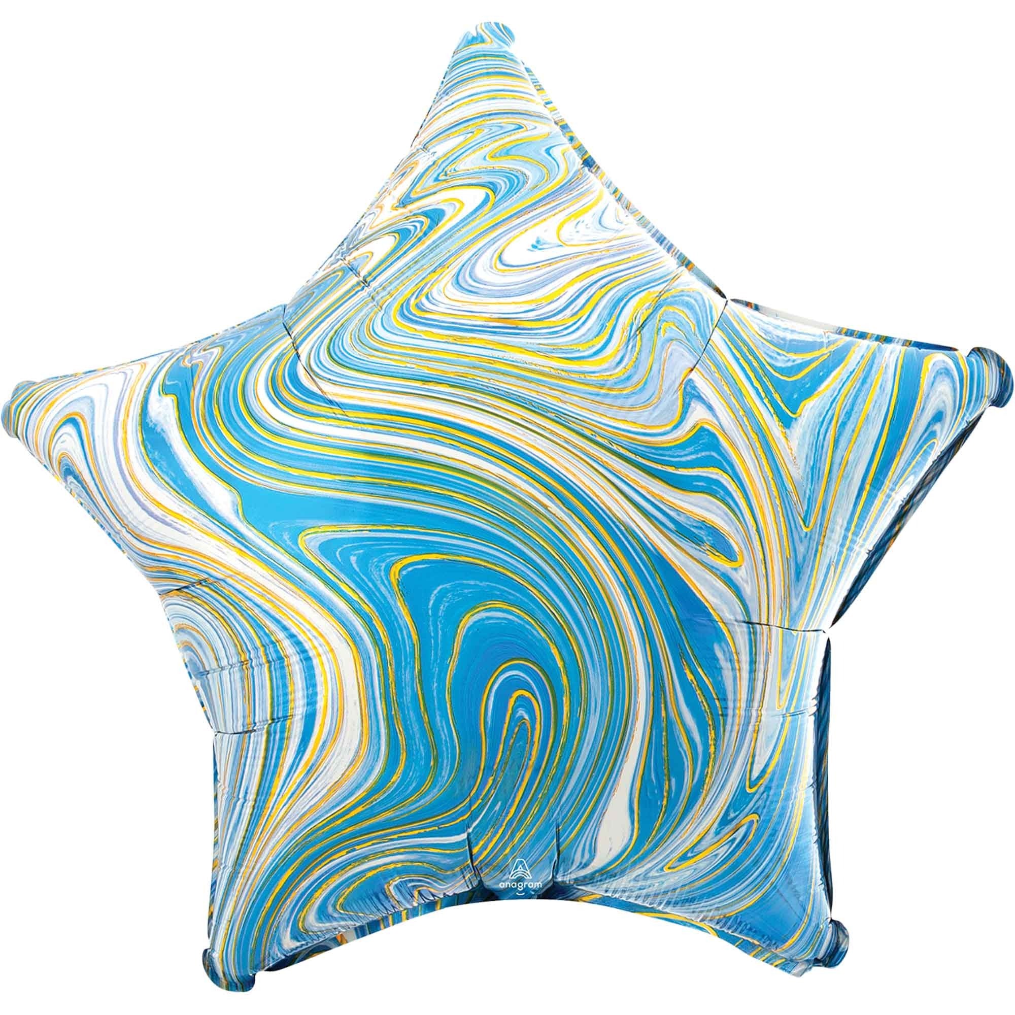 45cm XL Marblez Blue Star Balloon - Standard Size Party Decorations for Birthdays, Weddings & Celebrations