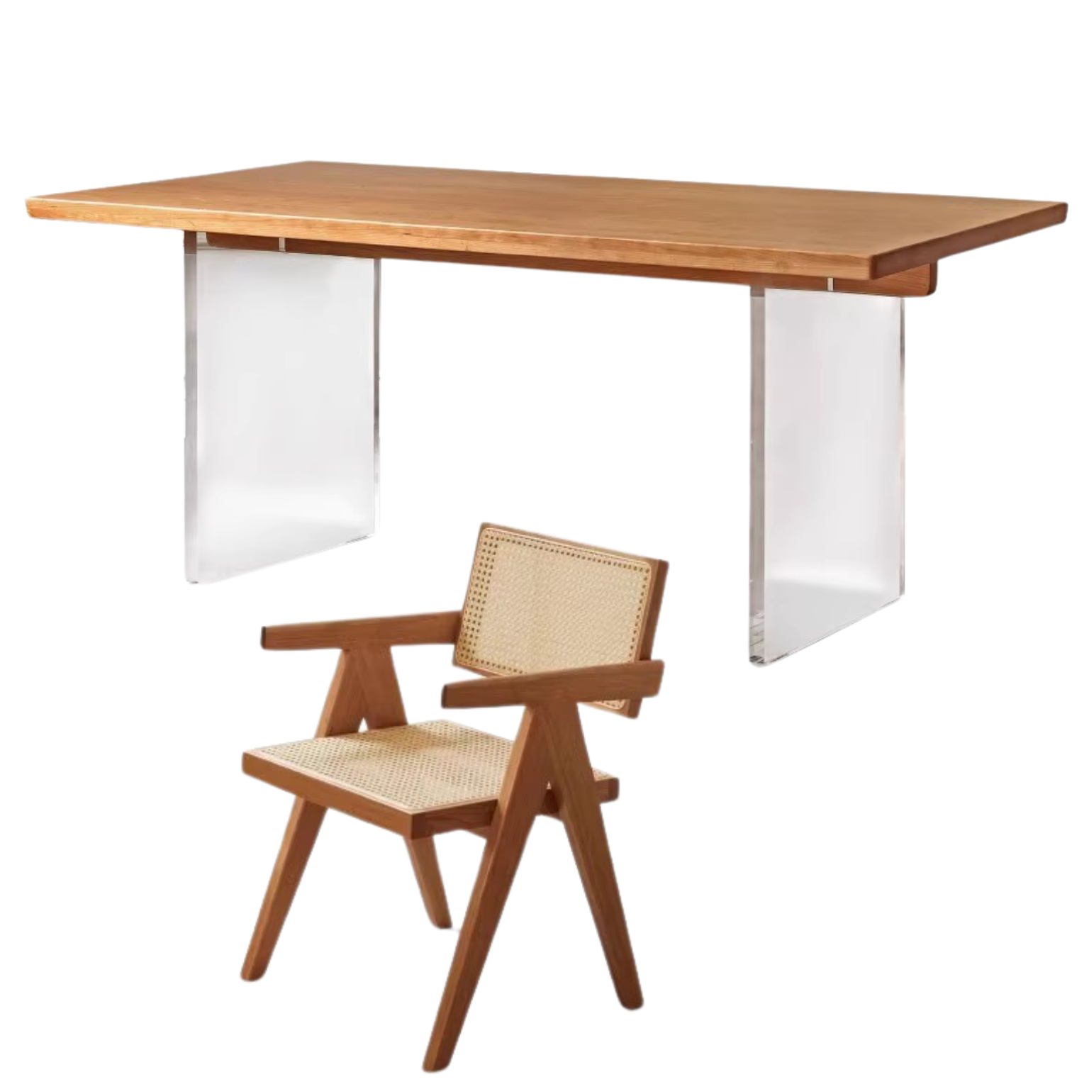 55.1x31.4x29.5 Inch / 140x80x75 сm / Cherry color / Cherry Suspension dining table + 4 chairs