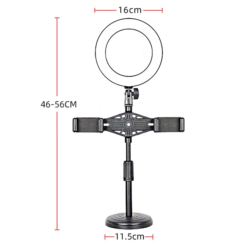Professional LED Ring Light with Phone Holder & Tripod - 16cm/5600K Dimmable USB Desktop Light for Selfie, Live Streaming, YouTube Videos, TikTok, Zoom Calls & Photography (Adjustable Brightness, Dual Phone Holder Option)