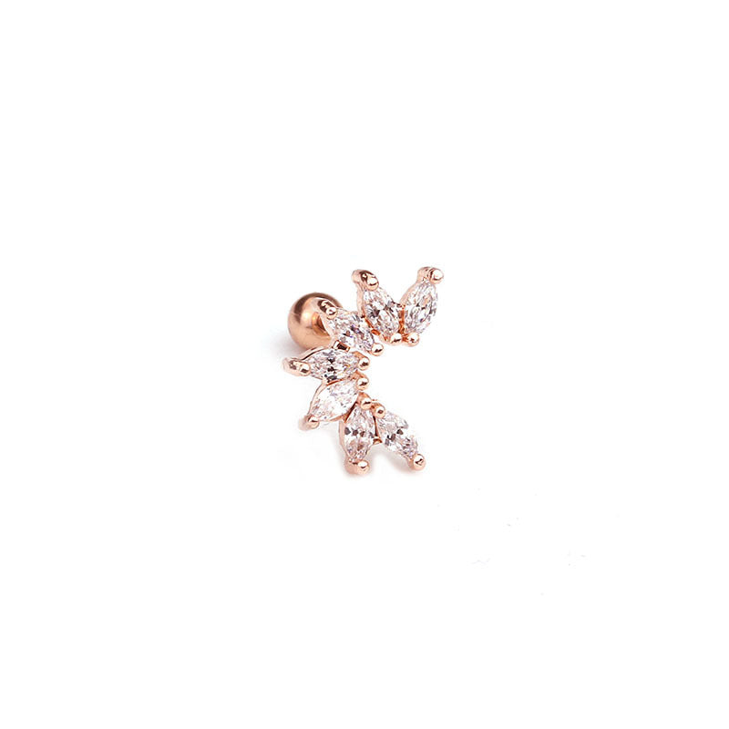 20G Cartilage Curved Stud Earrings - Flat Back Hypoallergenic Crown Earrings for Women | HSPJ1903 | Perfect for Daily Wear, Parties & Special Occasions