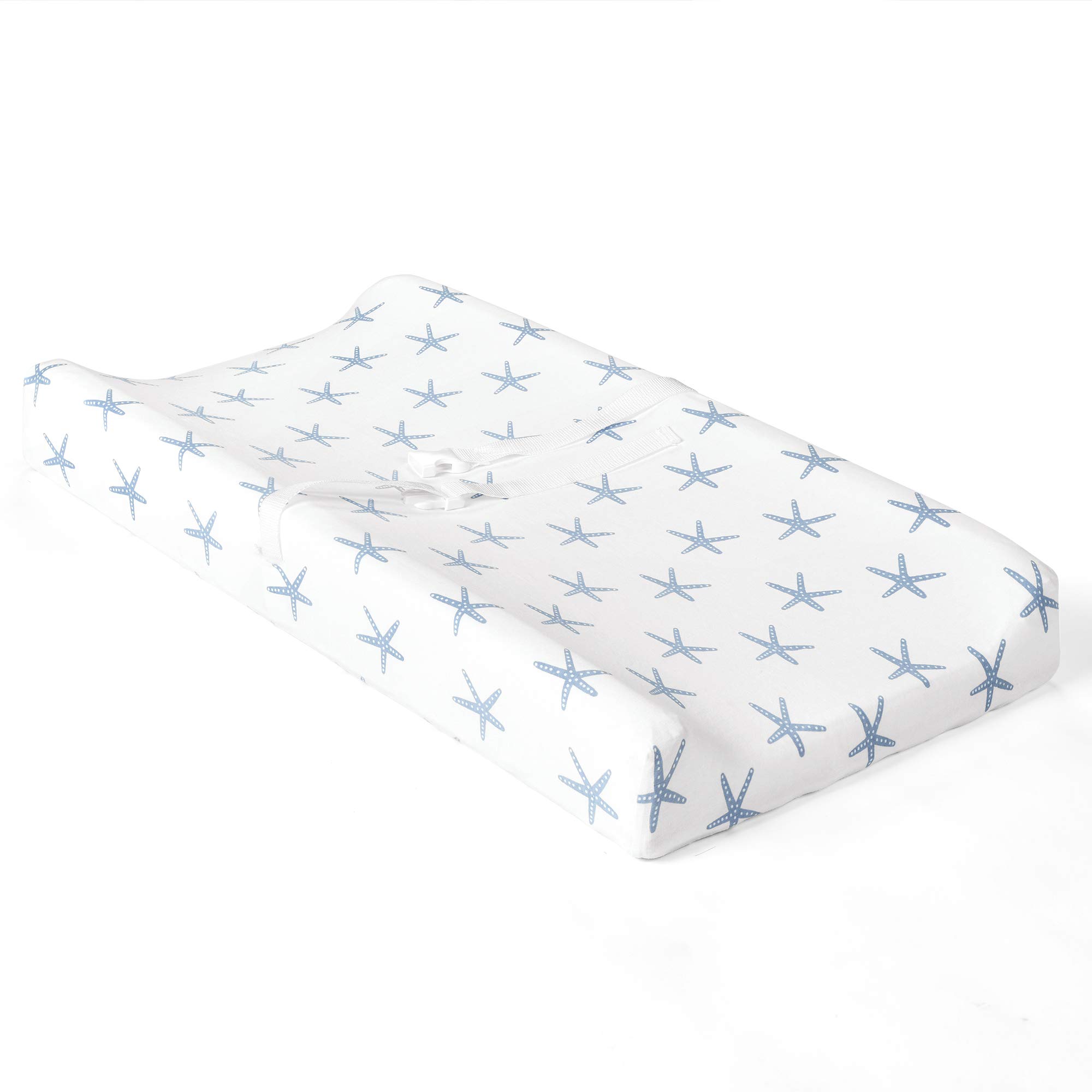 Lush Decor Organic Cotton Baby Changing Pad Cover 2-Pack - Blue for Nursery & Travel